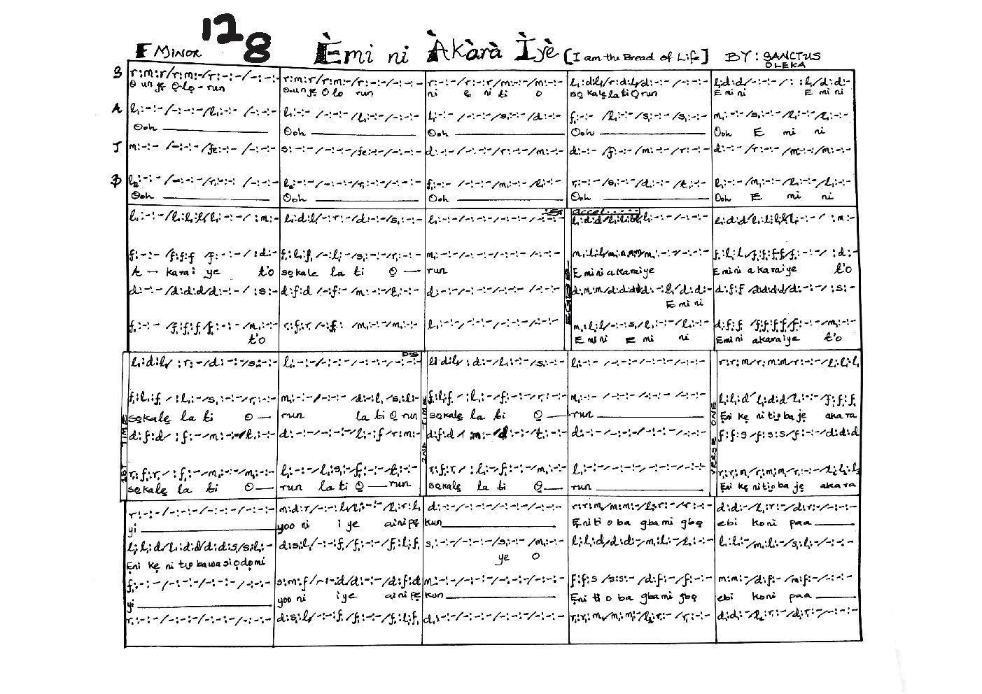 Èmi ni Àkàrà Ìyè - Choir Script PDF Thumbnail