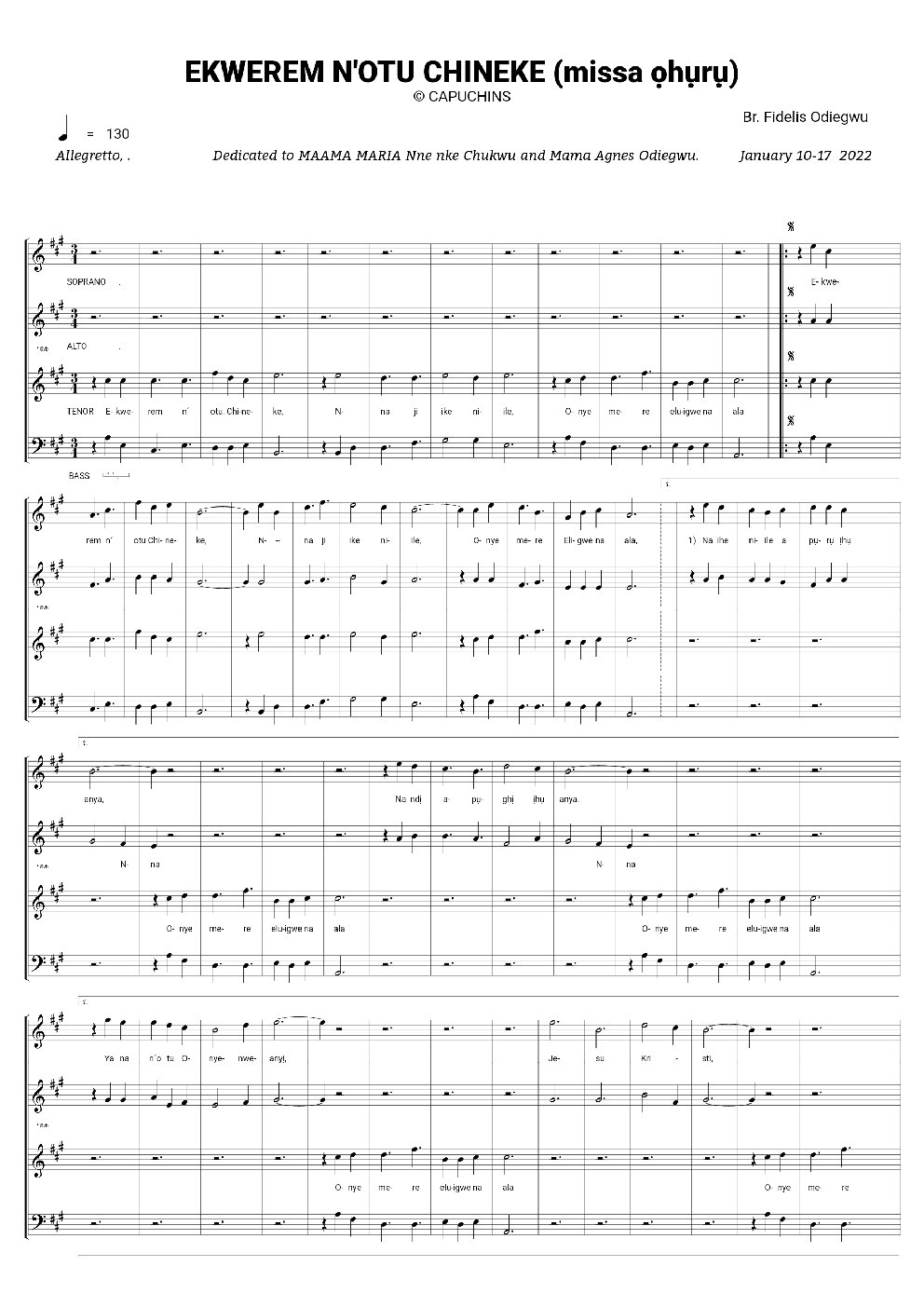 EKWEREM N'OTU CHINEKE (missa ọhụrụ)