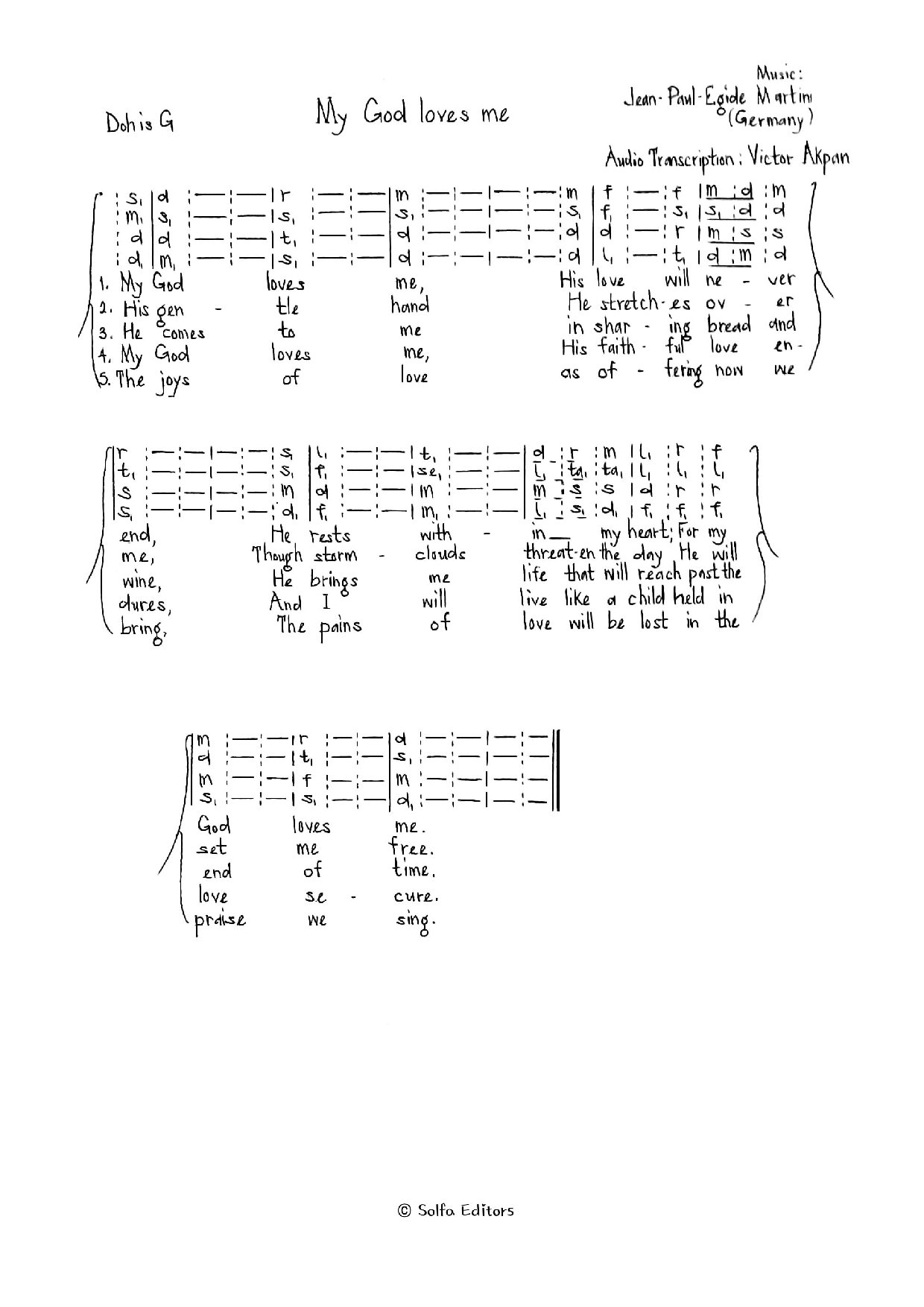 (Concert) My God Loves Me - Download Choir Script PDF
