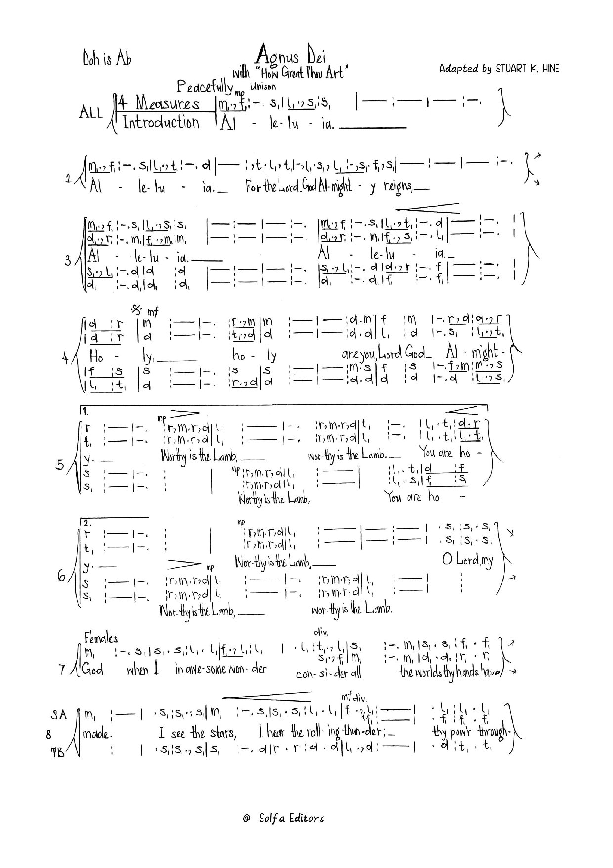(Concert) Agnus Dei - How Great Thou Art Medley - Download Choir Script PDF