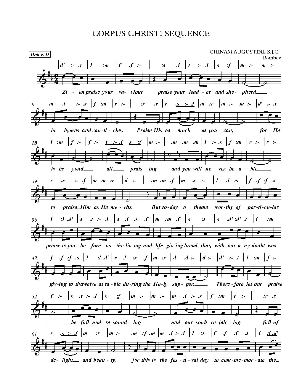 CORPUS CHRISTI SEQUENCE