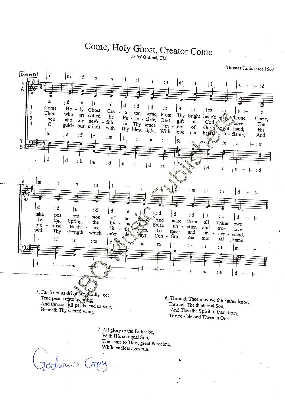 COME, HOLY GHOST, CREATOR COME