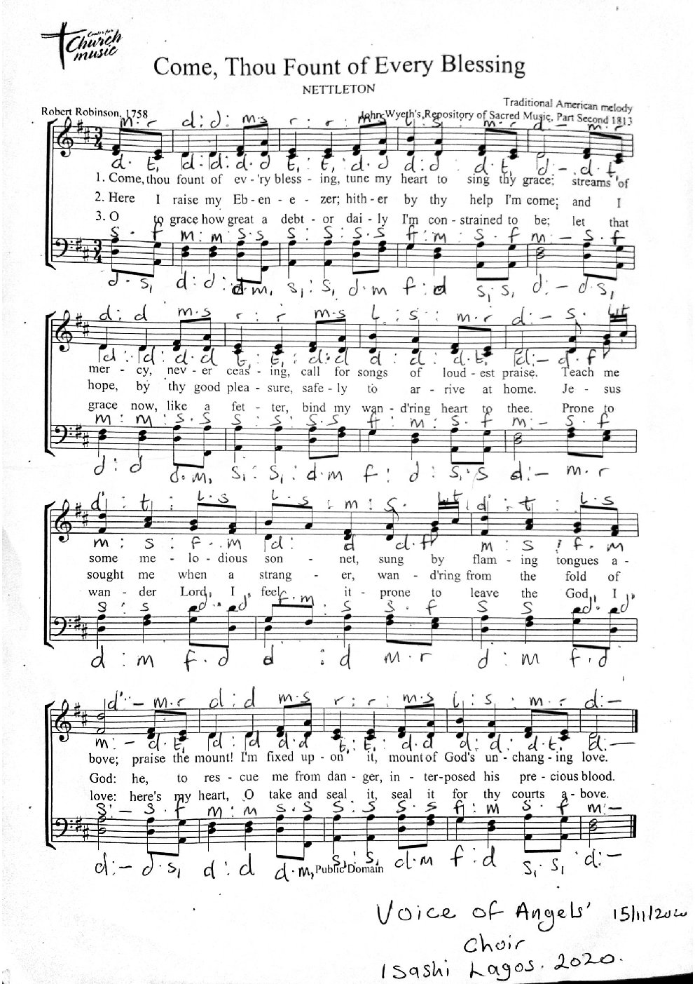 Come, Thou Fount of Every Blessing - Choir Script PDF Thumbnail