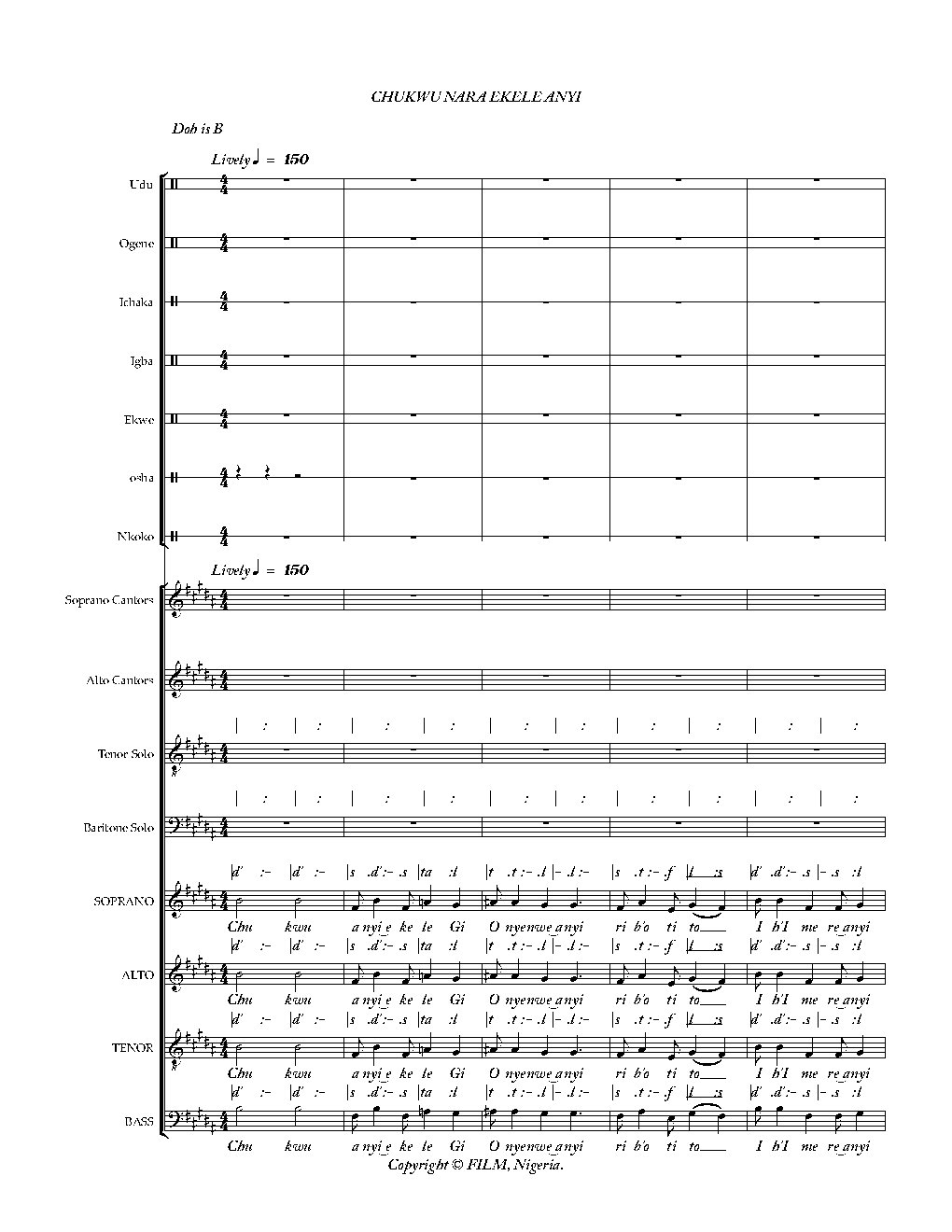 CHUKWU NARA EKELE ANYI - Choir Script PDF Thumbnail