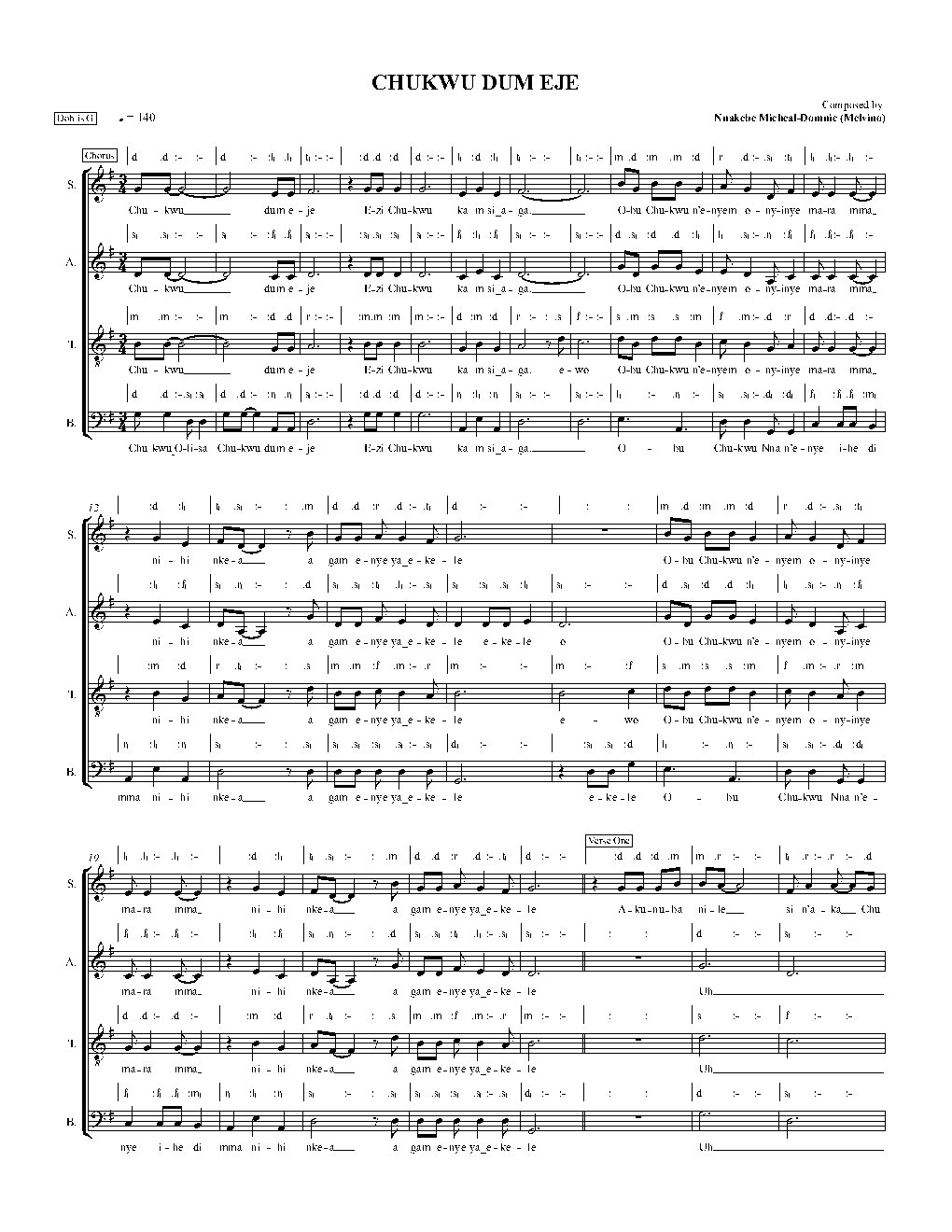 CHUKWU DUM EJE - Choir Script PDF Thumbnail