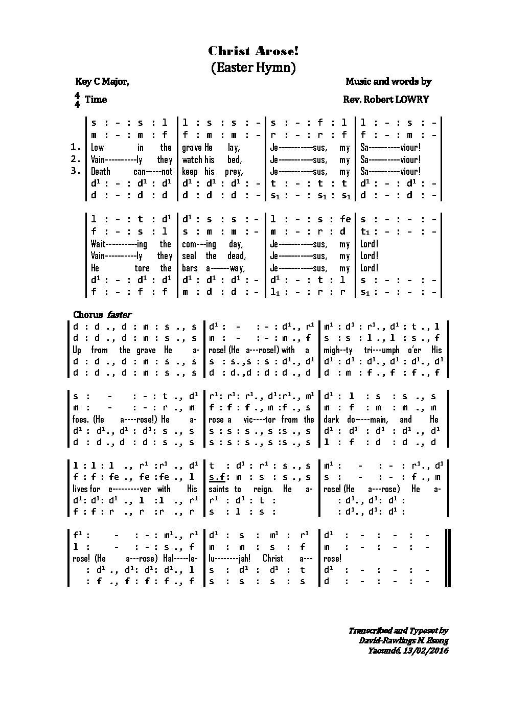 Christ Arose! (Easter Hymn)