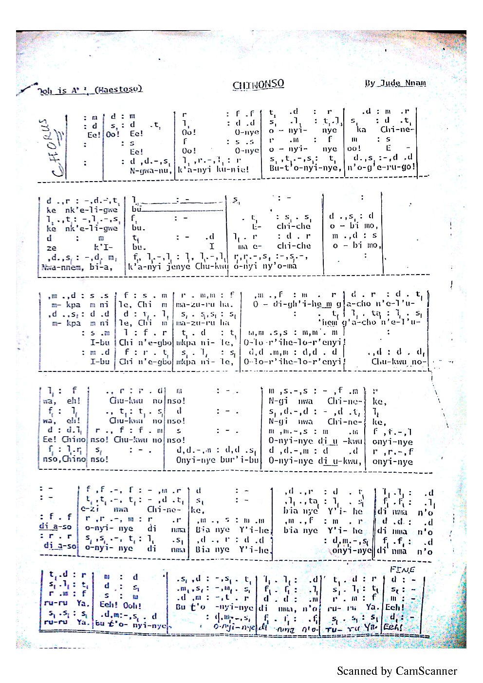 CHINONSO - Choir Script PDF Thumbnail