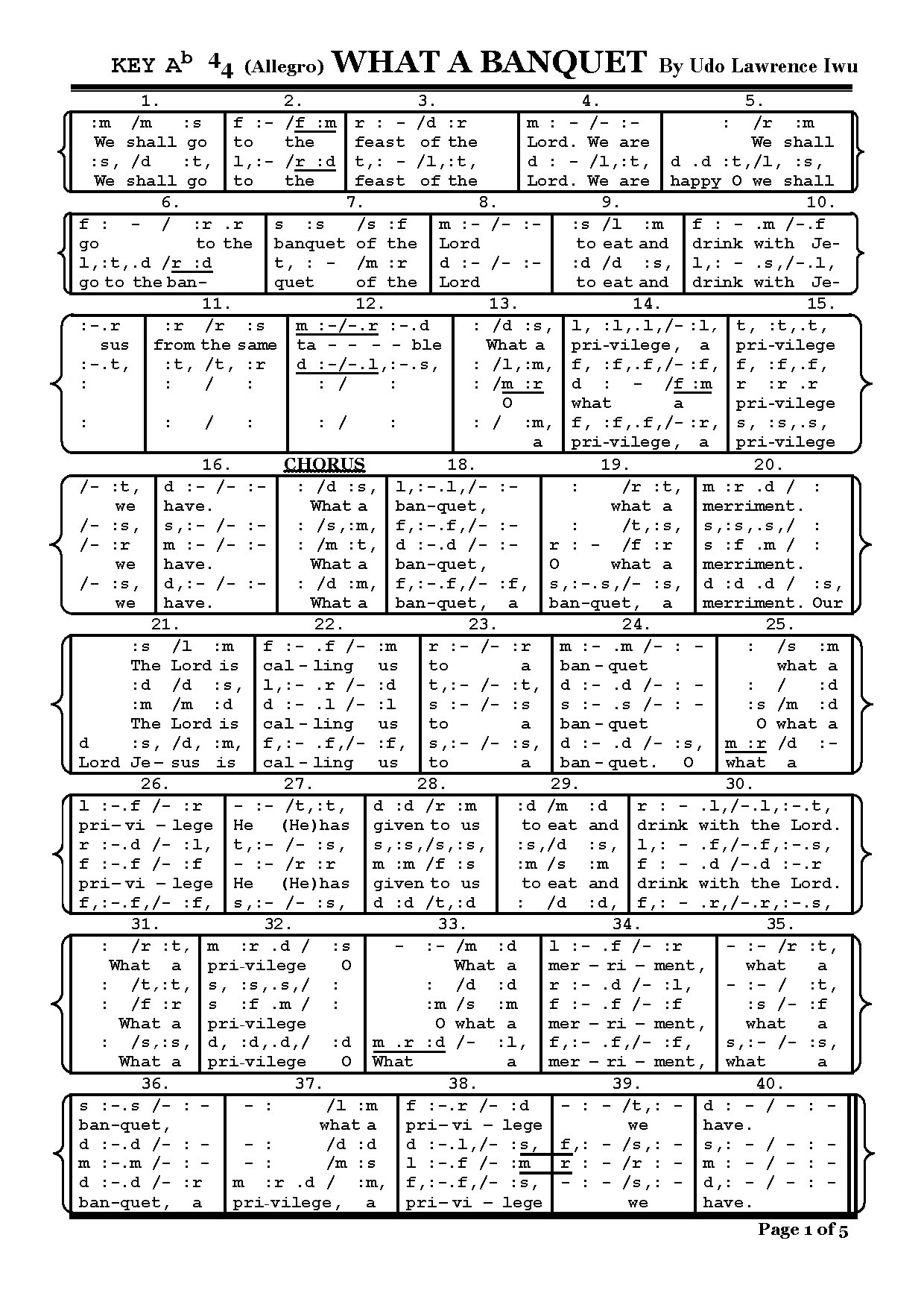 (Off) What A Banquet - Udo Lawrence Iwu - Download Choir Script PDF