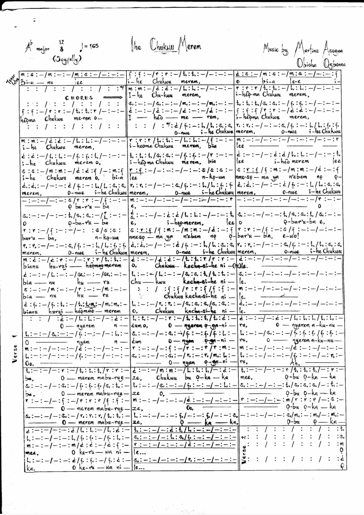 (Off) Ihe Chukwu Merem - Obioha And Marrz - Download Choir Script PDF