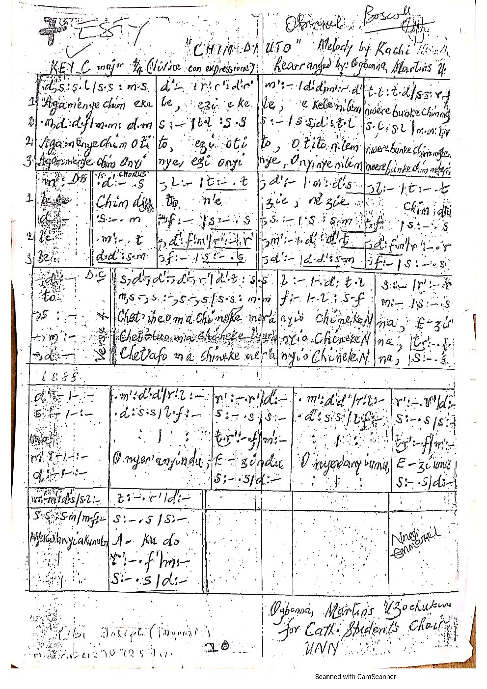 Chim di uto - Choir Script PDF Thumbnail