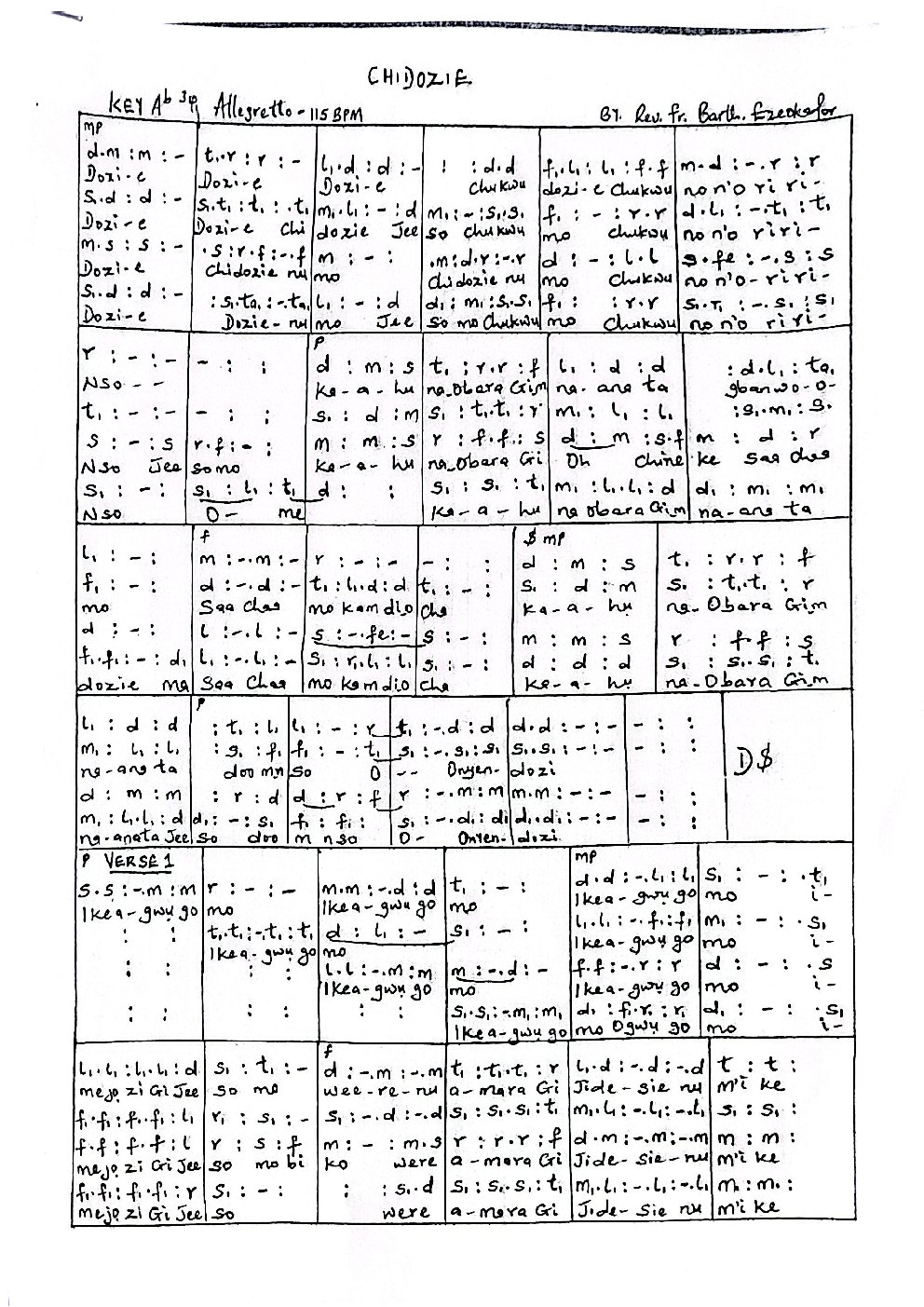CHIDOZIE - Choir Script PDF Thumbnail