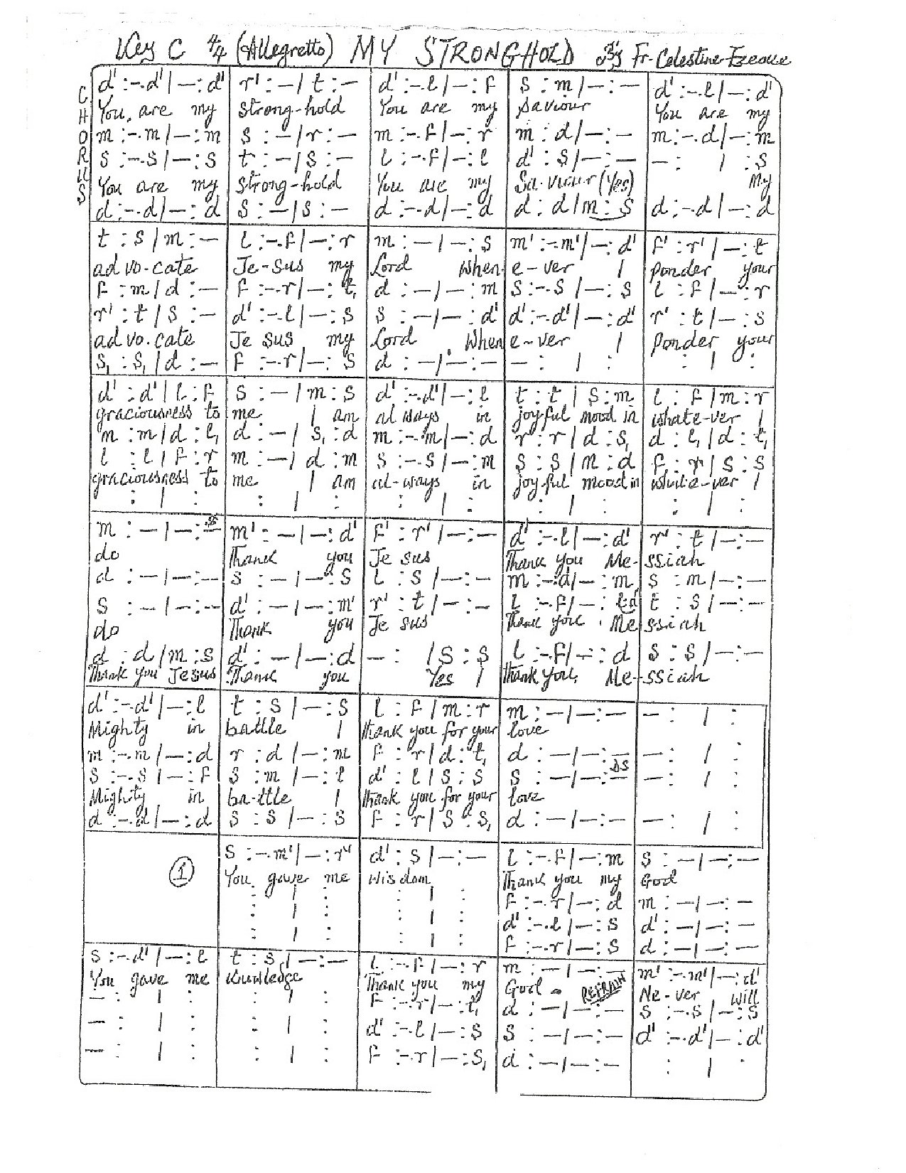 (Off) My Stronghold - Jude Nnam - Download Choir Script PDF