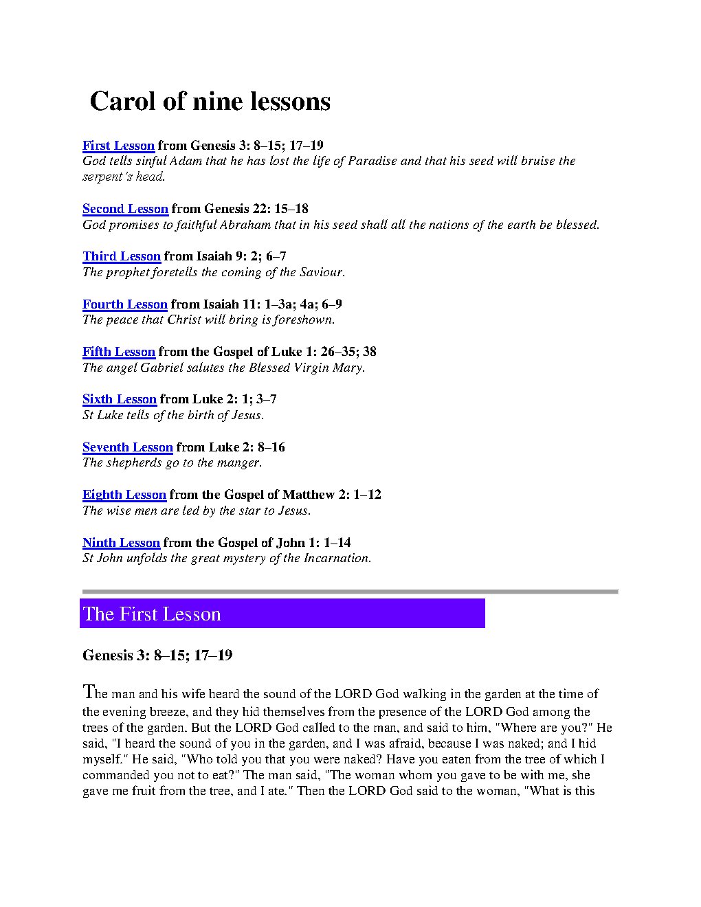 Carol of nine lessons