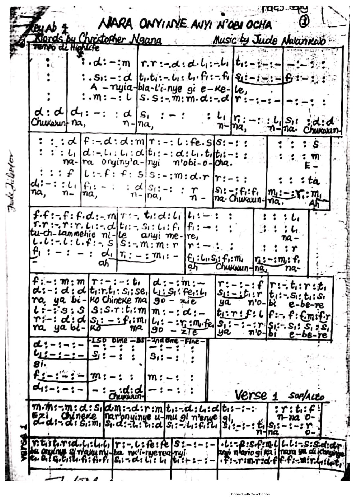 (Off) Chukwu Nna - Jude Nwankwo - Download Choir Script PDF