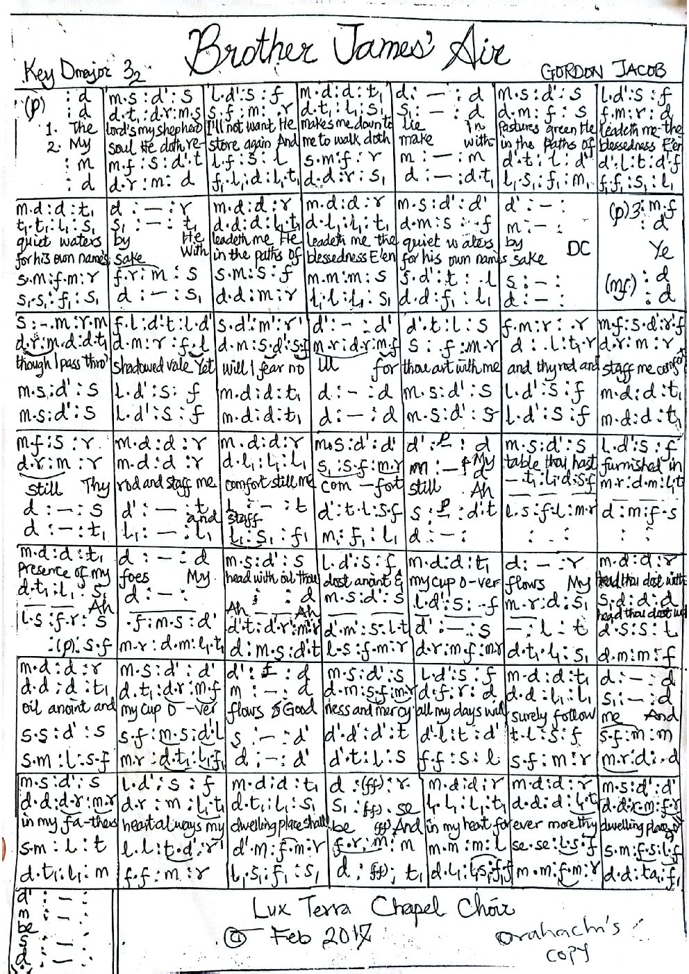 BROTHER JAMES' AIR - Choir Script PDF Thumbnail