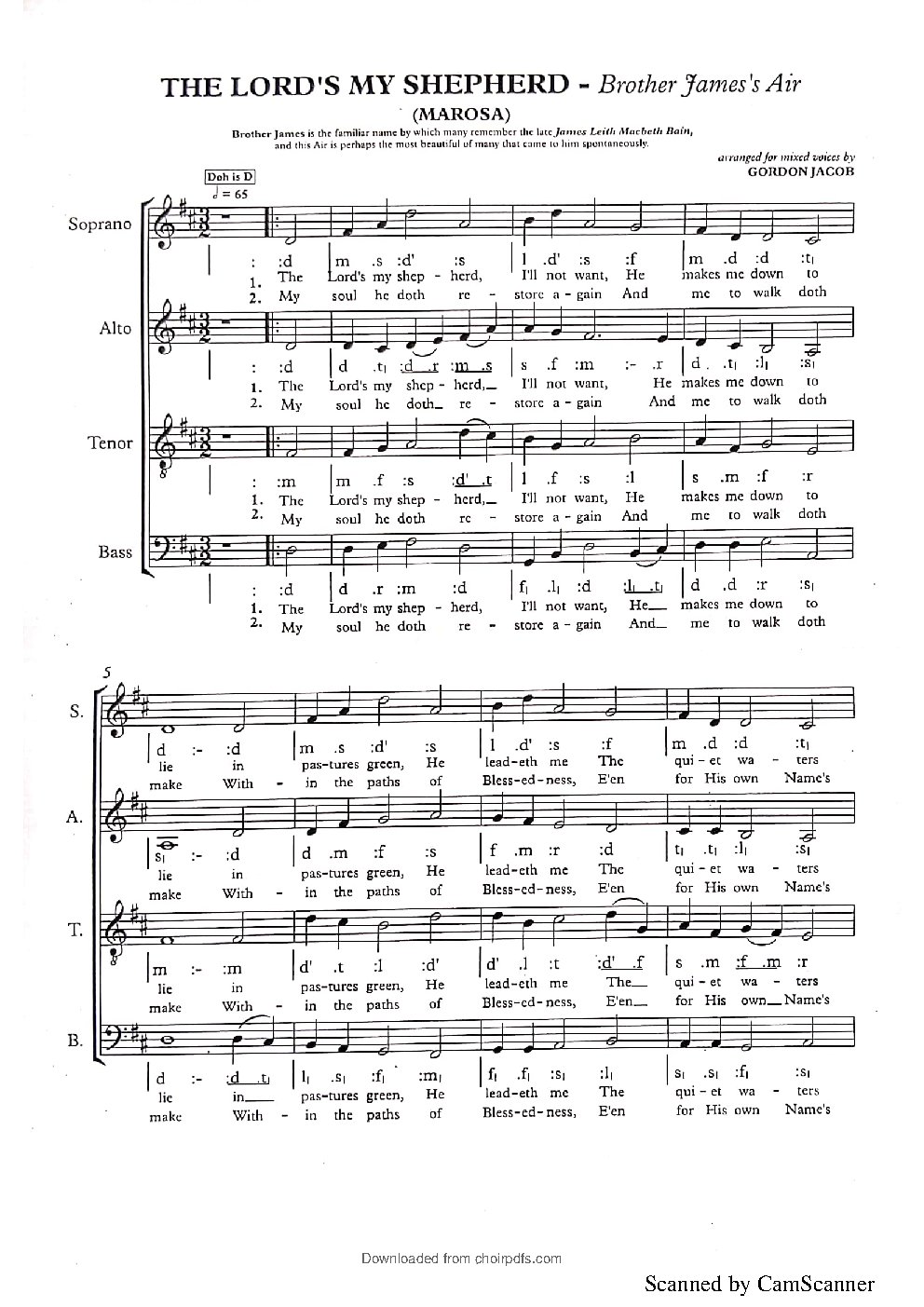 THE LORD'S MY SHEPHERD - Brother James's Air (MAROSA)