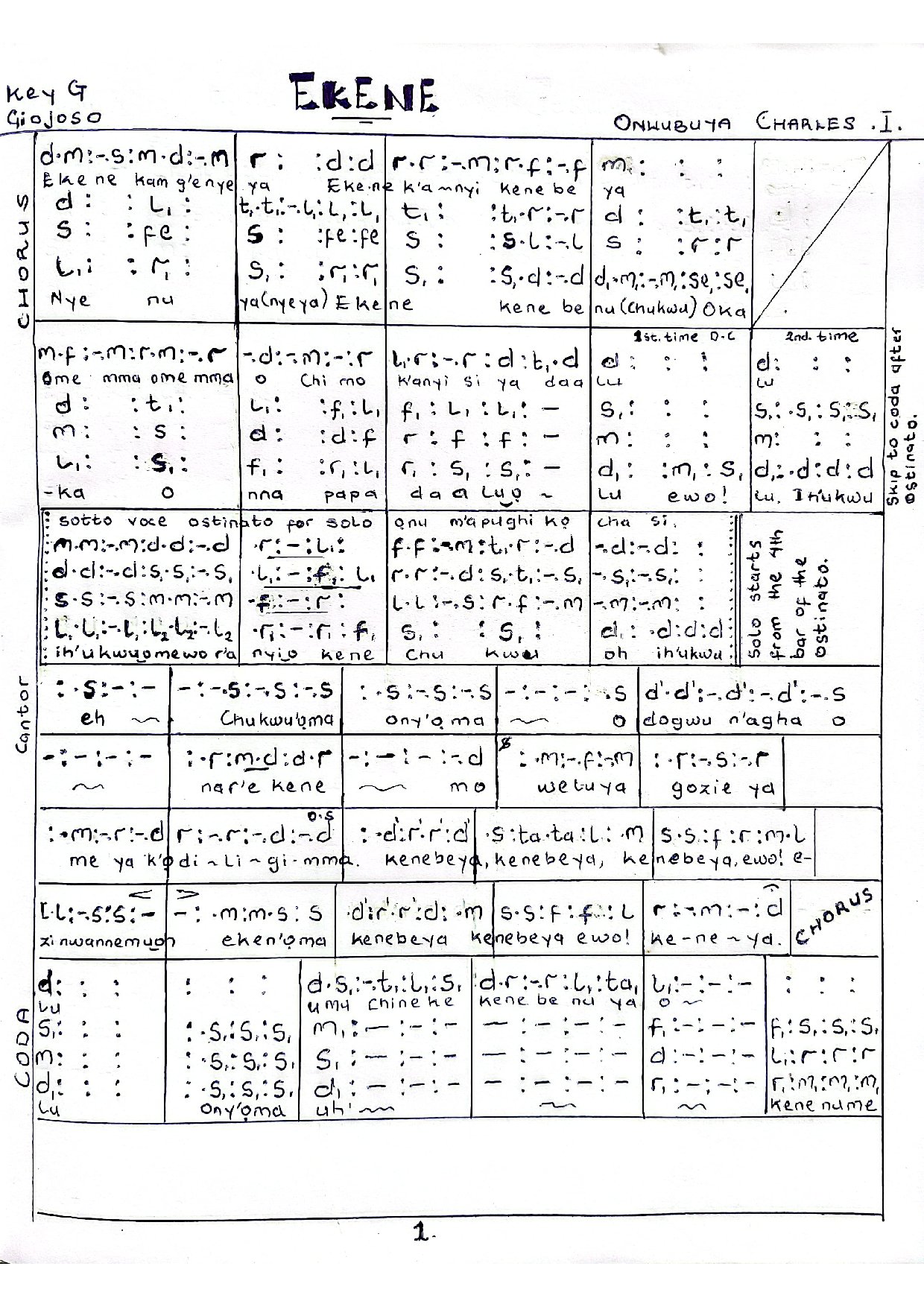 (Off) Ekene (charles Onwubuya) - Download Choir Script PDF