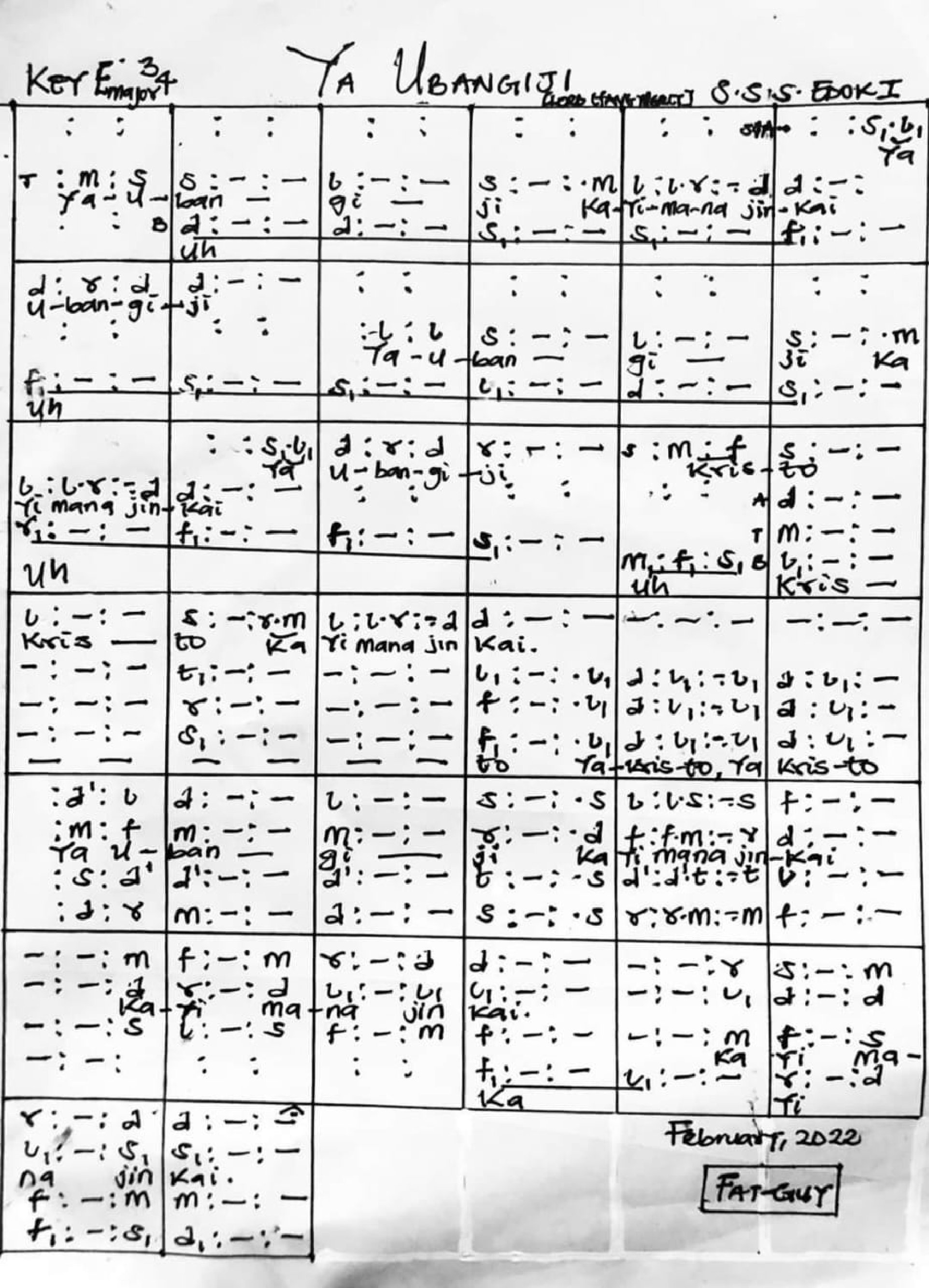 Ya Ubangijii - Download Choir Script PDF