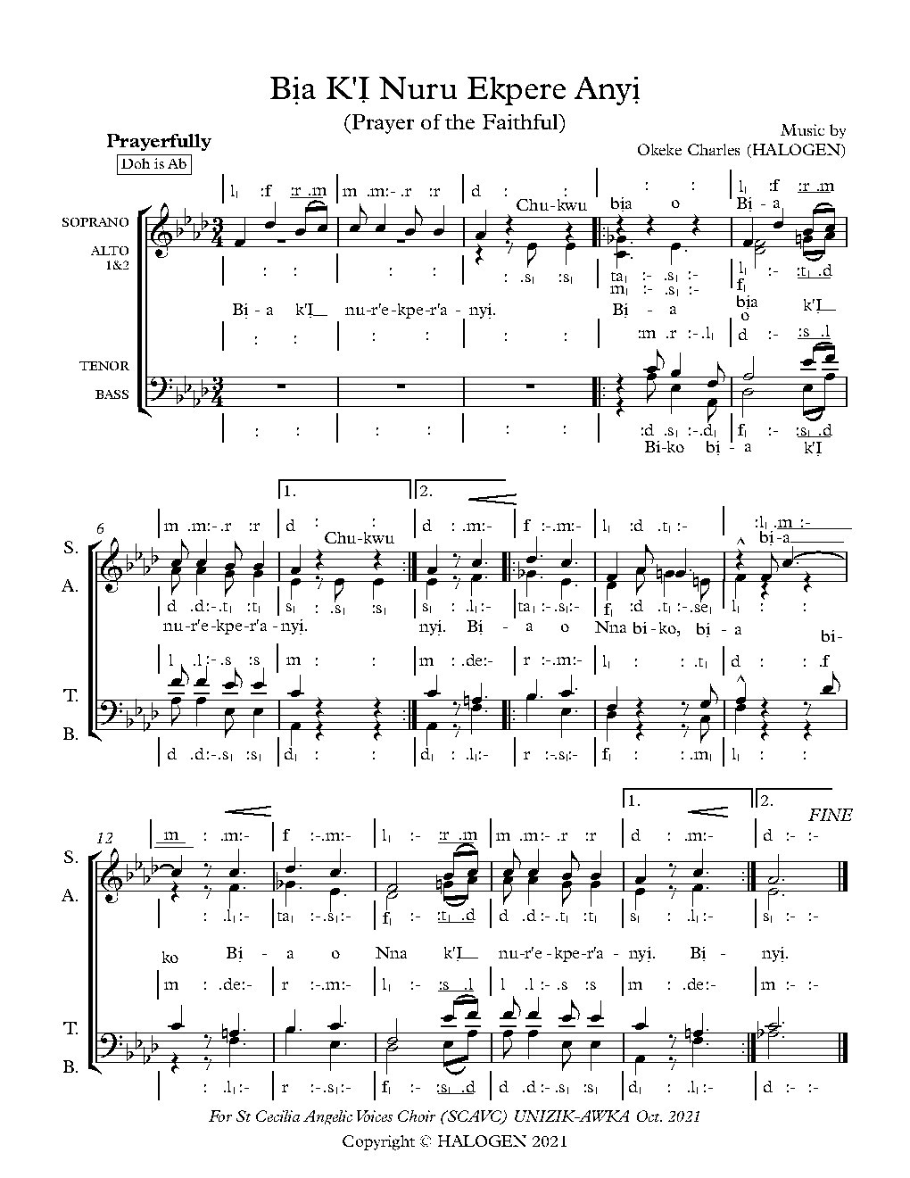 Bia K'I Nuru Ekpere Anyi - Choir Script PDF Thumbnail