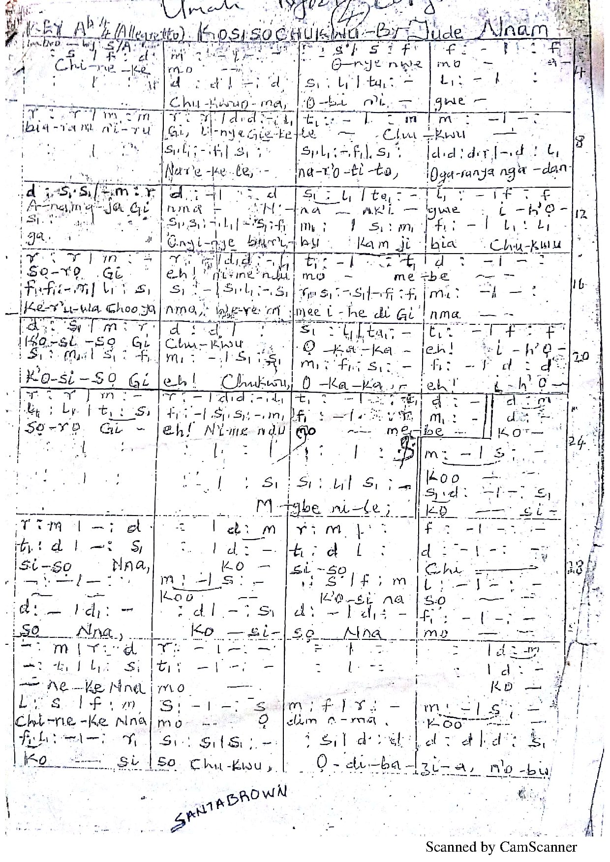 (Off) Kosiso Chukwu - Jude Nnam - Download Choir Script PDF