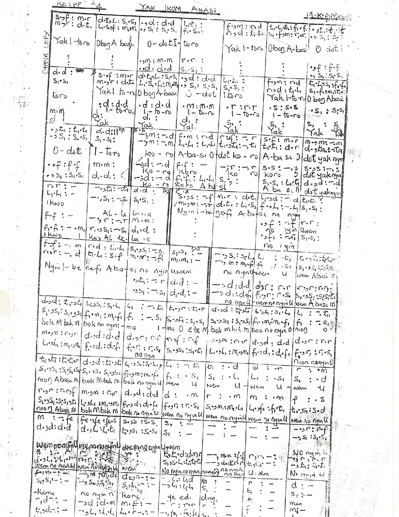 (Off) Yak Ikom Abasi And Obong Bo Eno Emi - Download Choir Script PDF