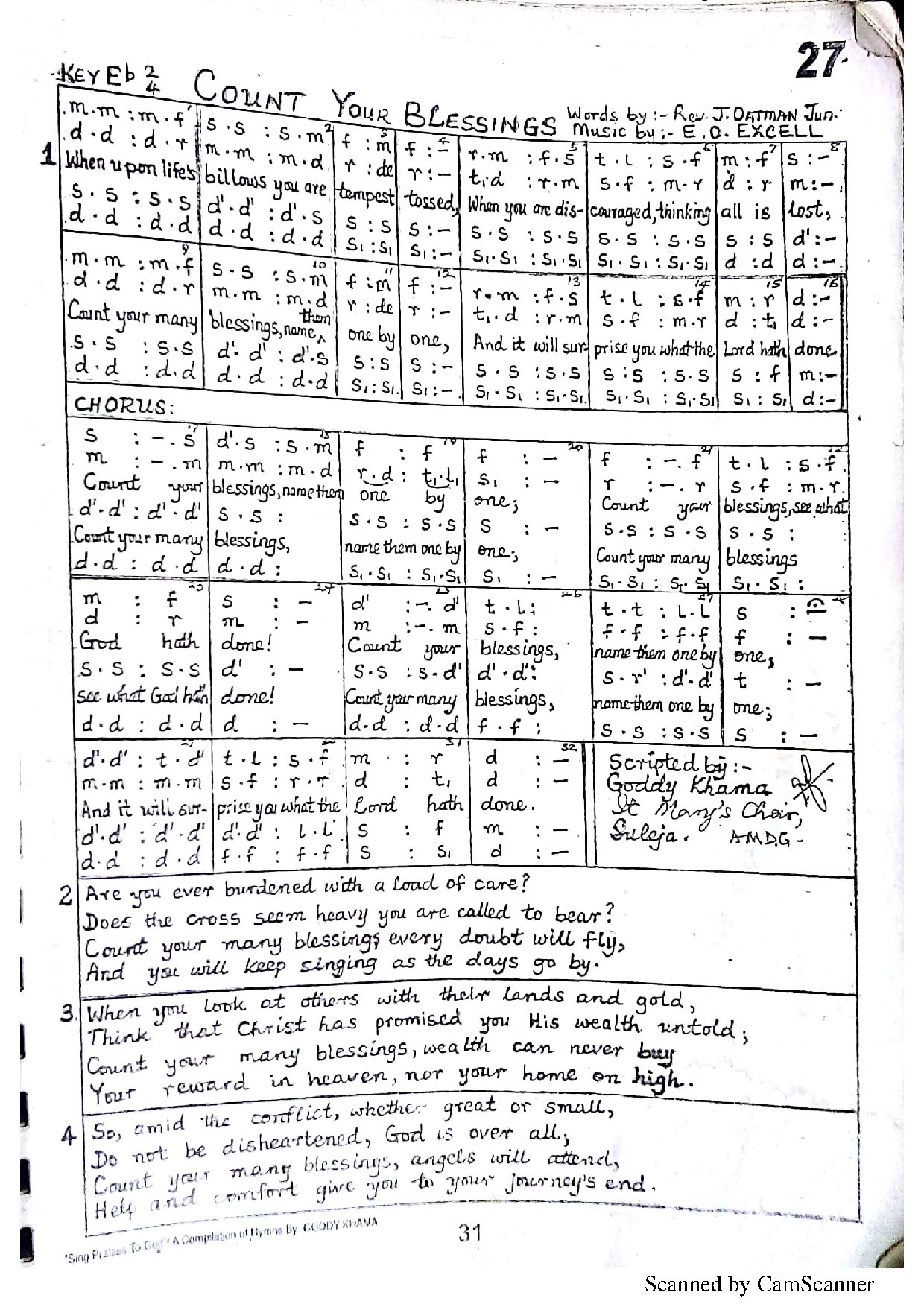 (Off) Count Your Blessings - Download Choir Script PDF