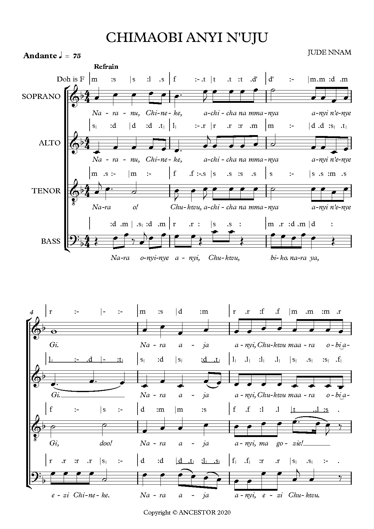 (Off) Chimarobi Anyi N'uju - Jude Nnam - Download Choir Script PDF