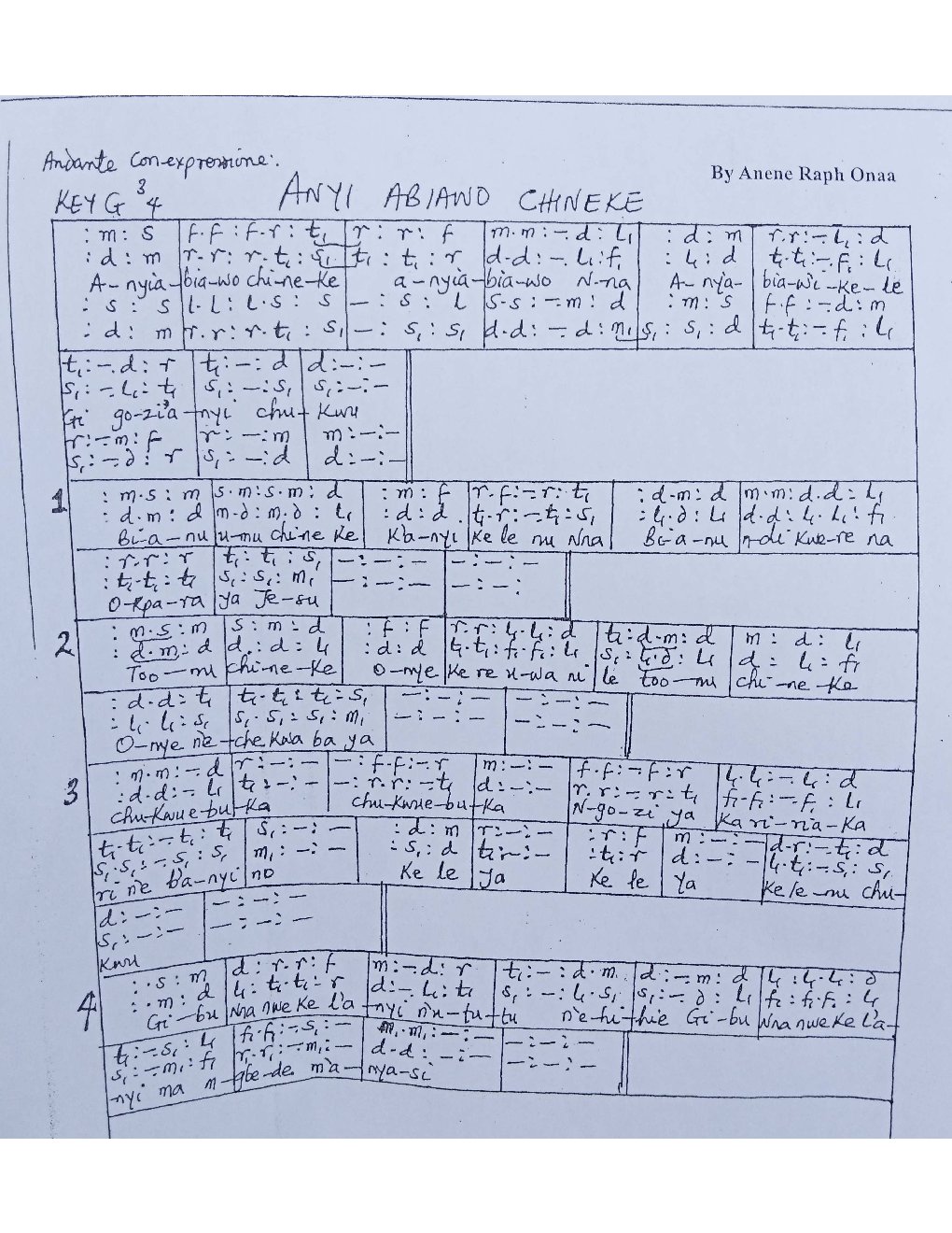 ANYI ABIAWO CHINEKE - Choir Script PDF Thumbnail