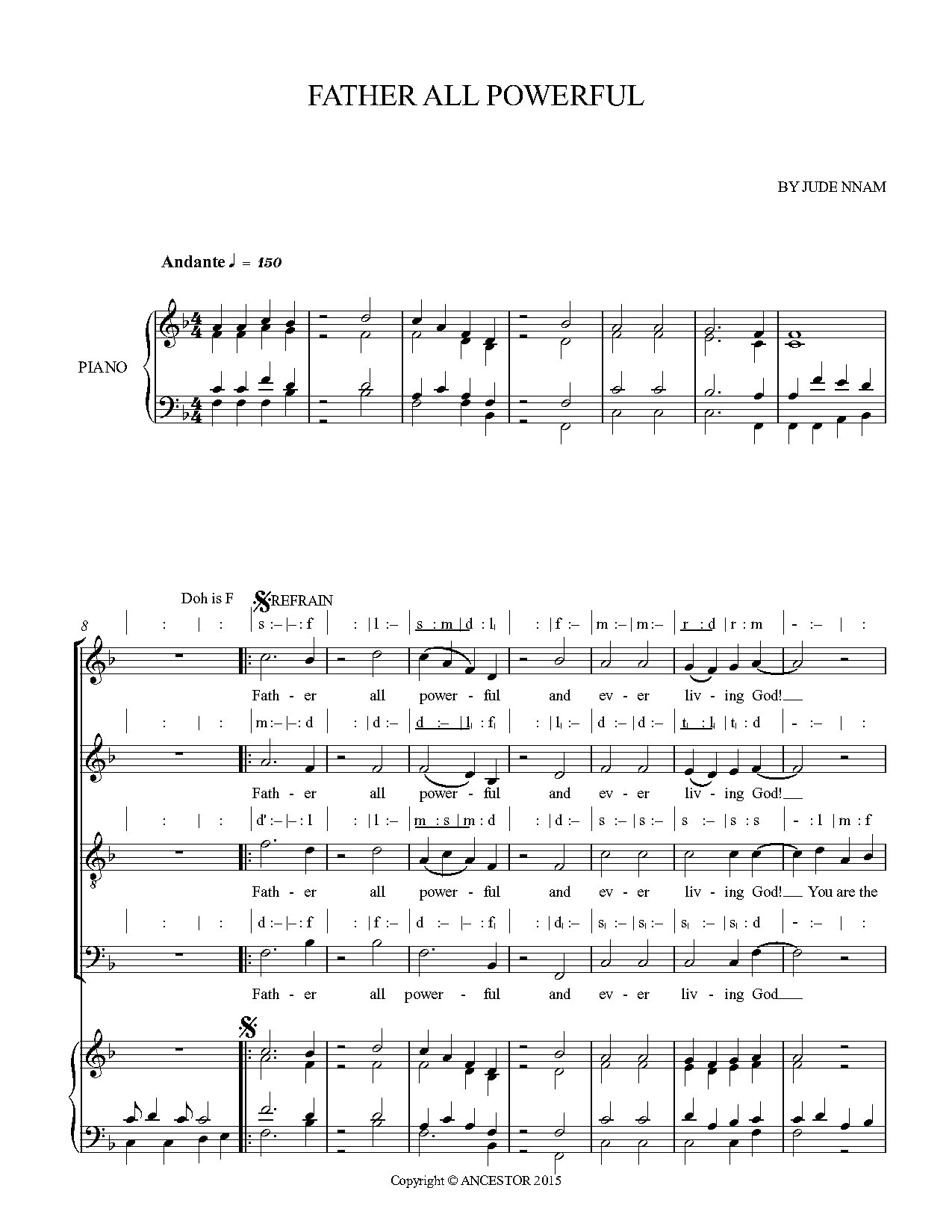 (Off) Father All Powerful - Jude Nnam - Download Choir Script PDF