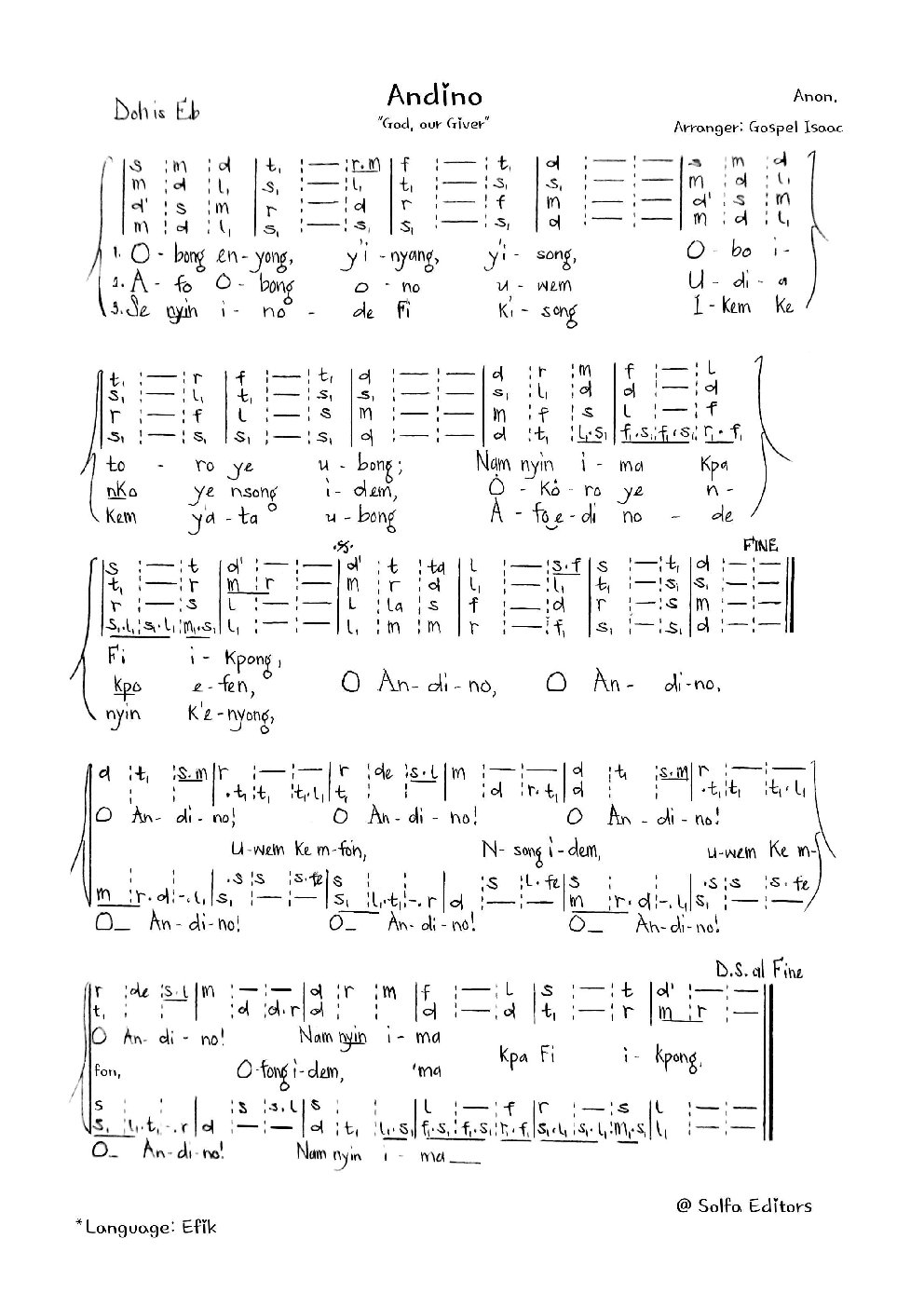 Andino - Choir Script PDF Thumbnail