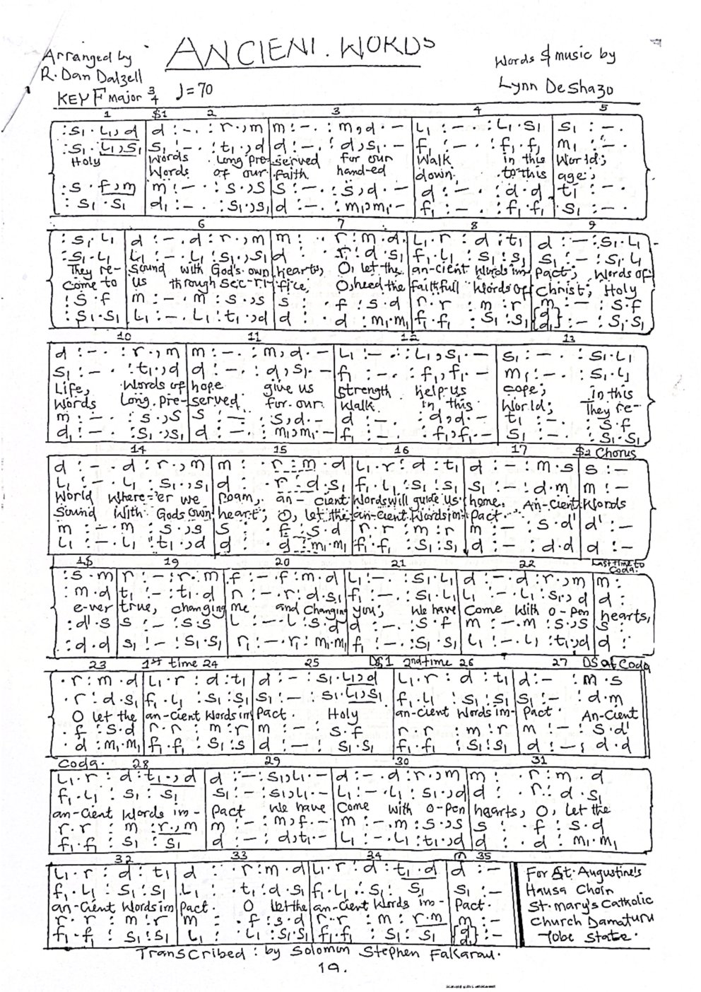 ANCIENT WORDS - Choir Script PDF Thumbnail