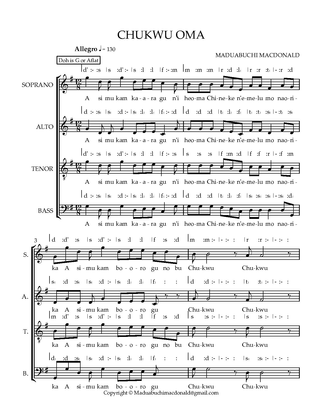 (Off) Chioma - Full Score - Download Choir Script PDF