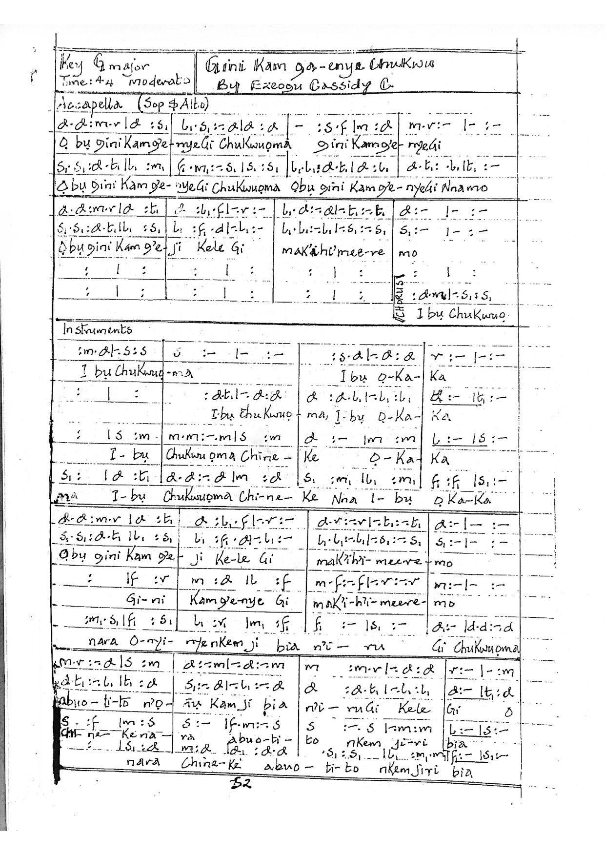 (Off) Gini Kam Ga-enye Chukwu - Download Choir Script PDF