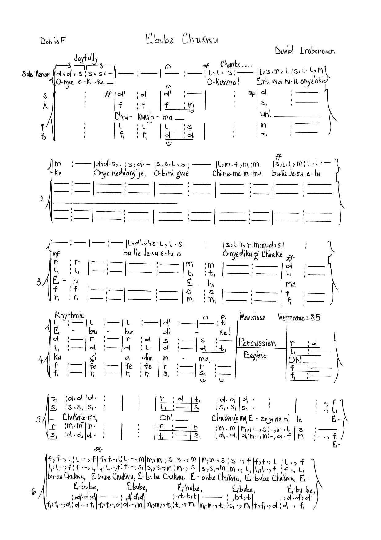 (Off) Ebube Chukwu - Download Choir Script PDF
