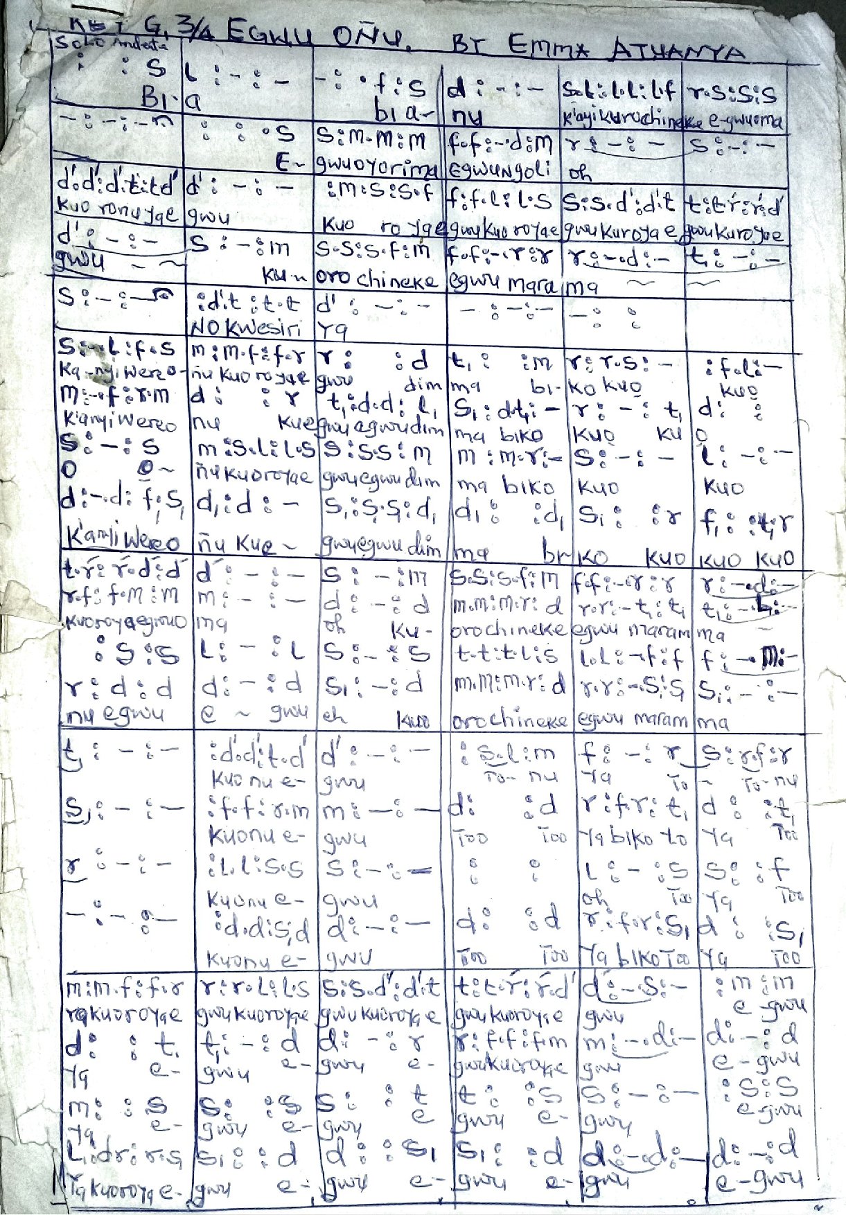 (Off) Egwu Onu - Emma Atuanya - Download Choir Script PDF