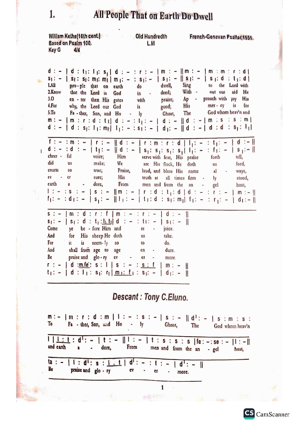 All People That on Earth Do Dwell - Choir Script PDF Thumbnail