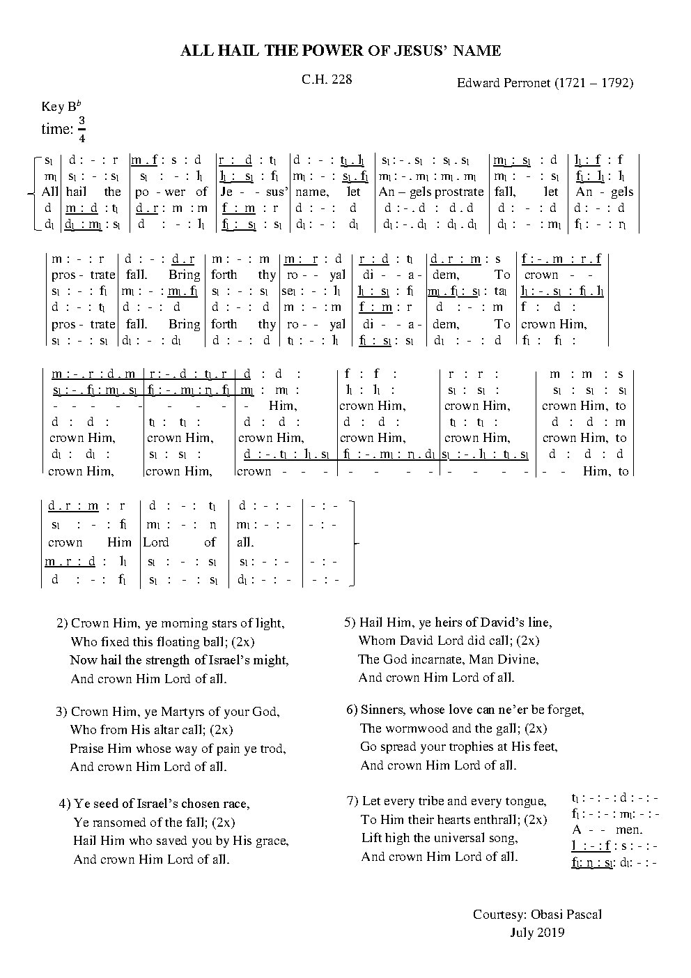 ALL HAIL THE POWER OF JESUS’ NAME - Choir Script PDF Thumbnail