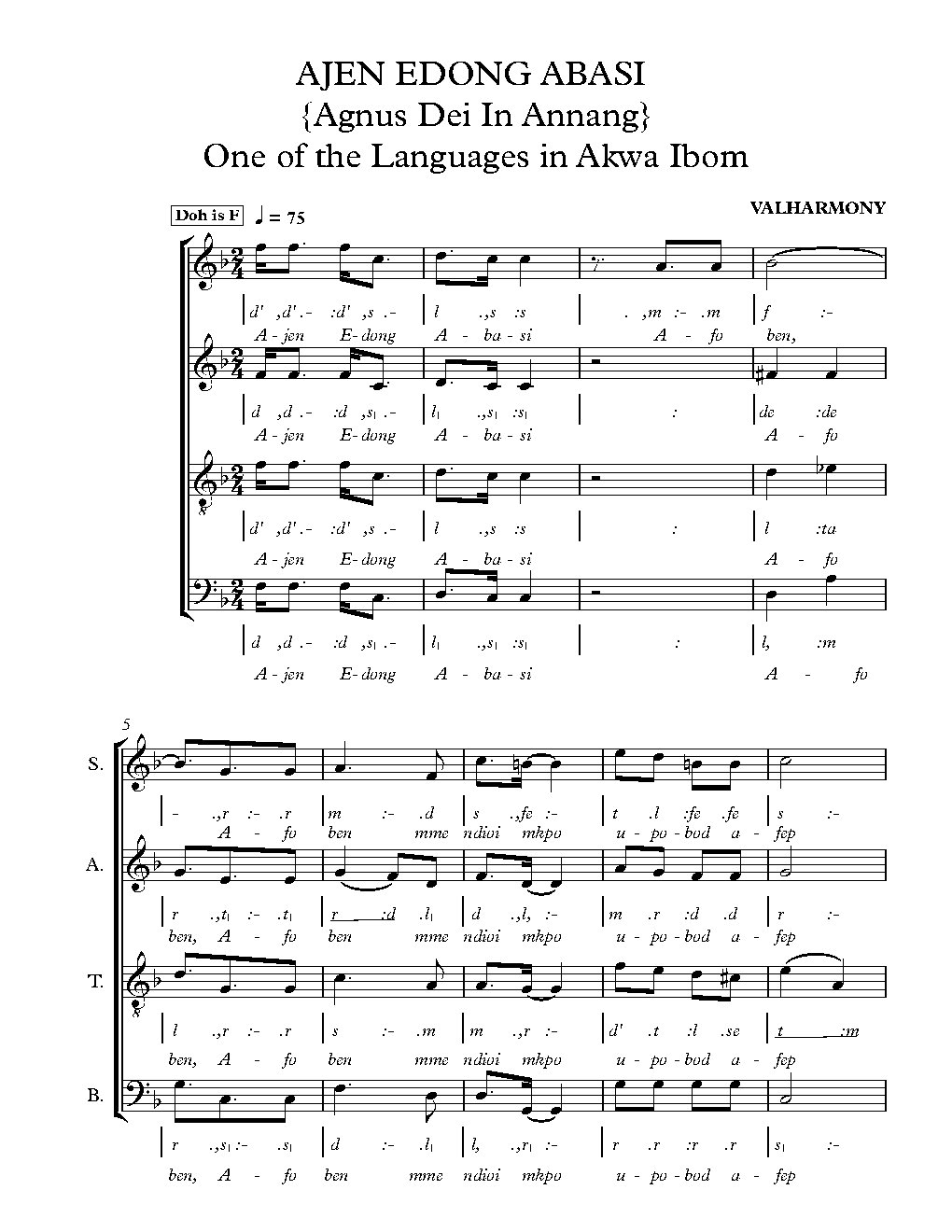 AJEN EDONG ABASI {Agnus Dei In Annang}