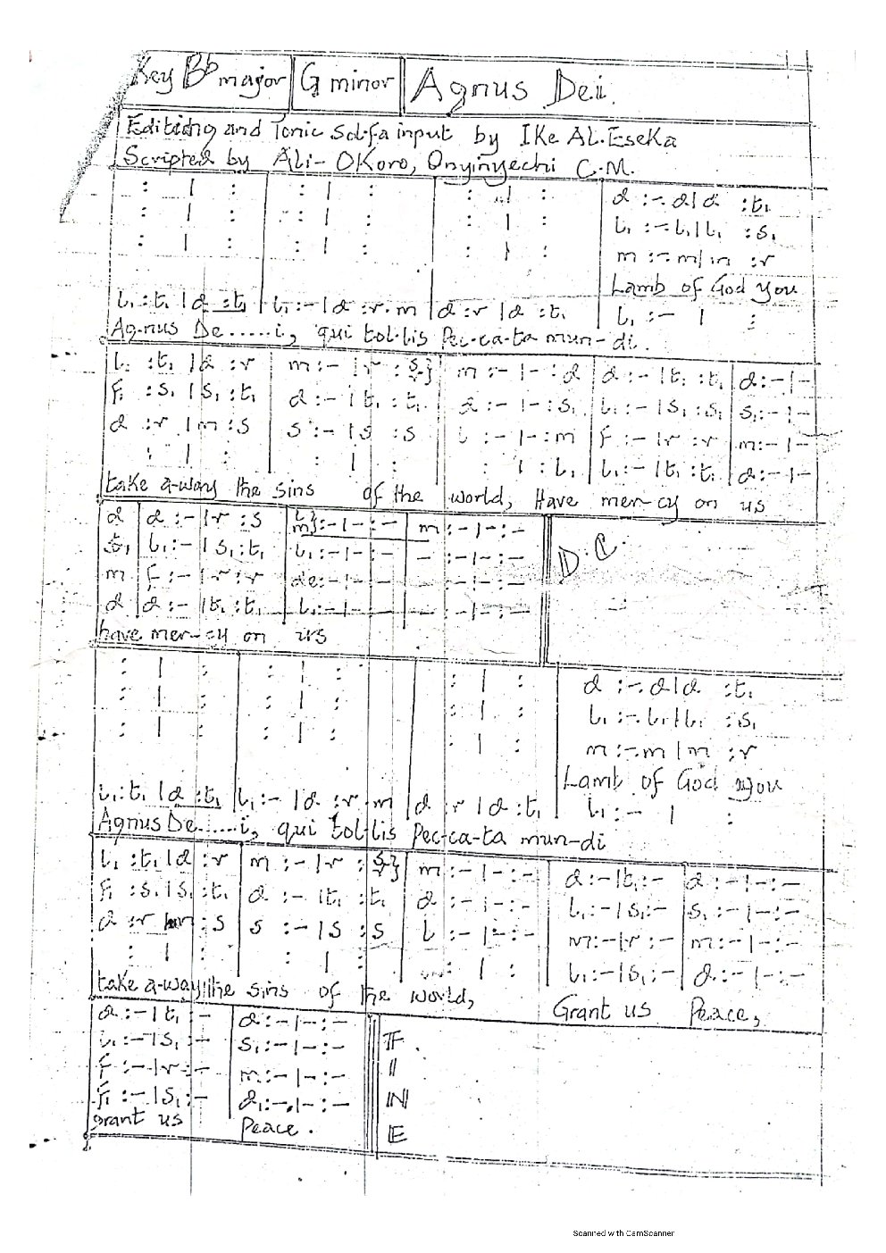 Agnus Dei - Choir Script PDF Thumbnail