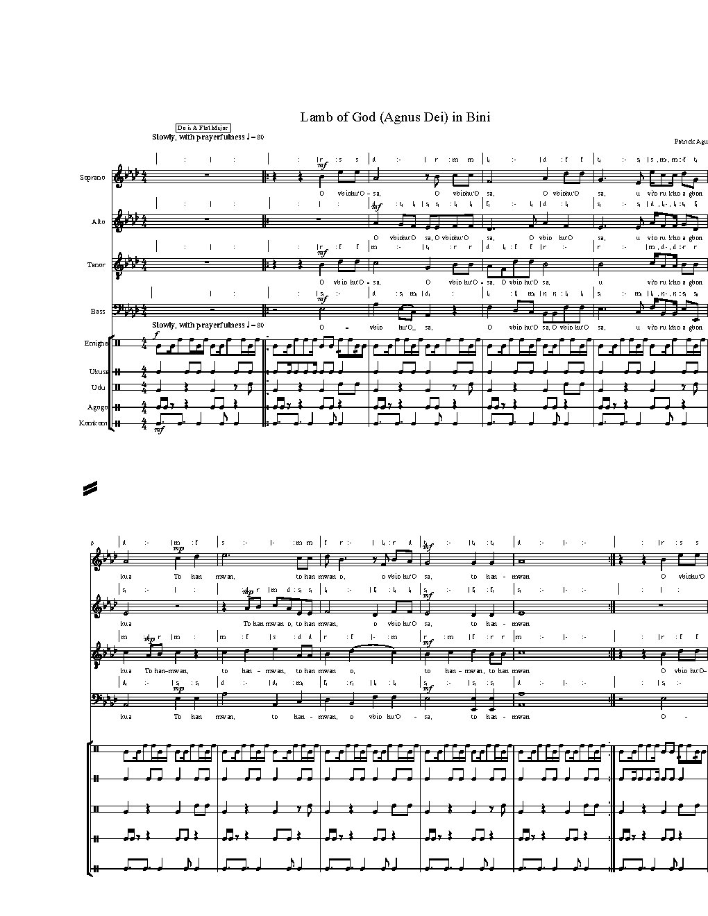 Lamb of God (Agnus Dei) in Bini