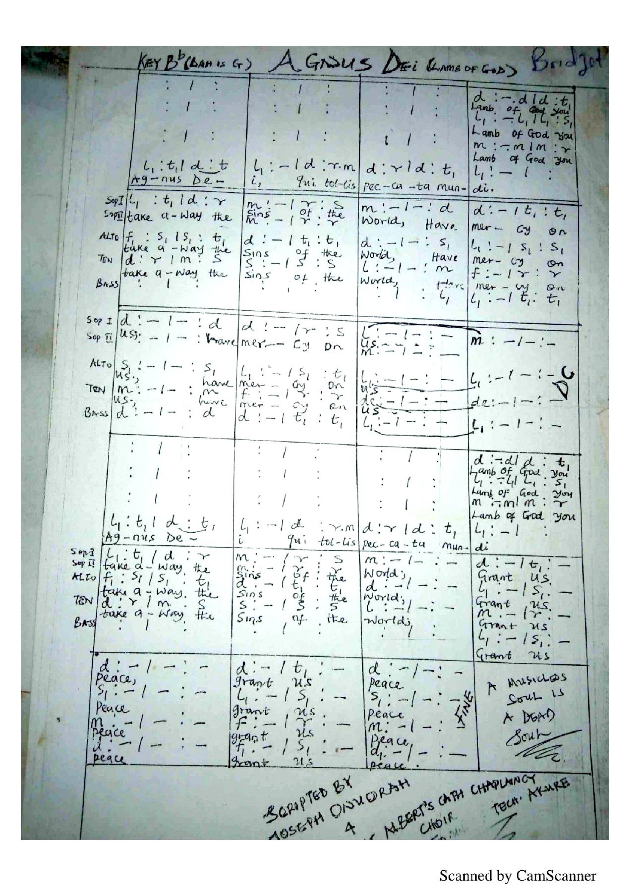 Agnus Dei (Lamb of God) - Choir Script PDF Thumbnail