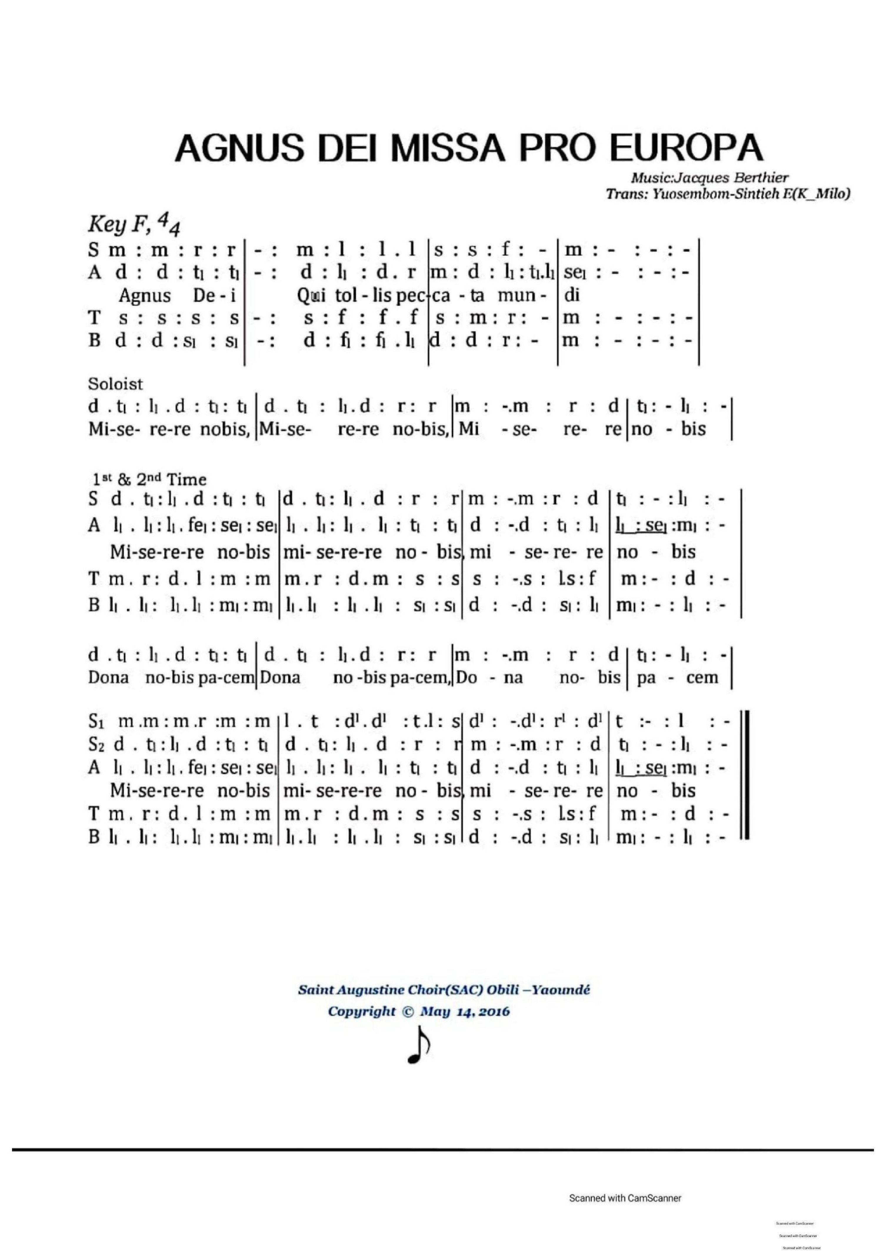 AGNUS DEI MISSA PRO EUROPA
