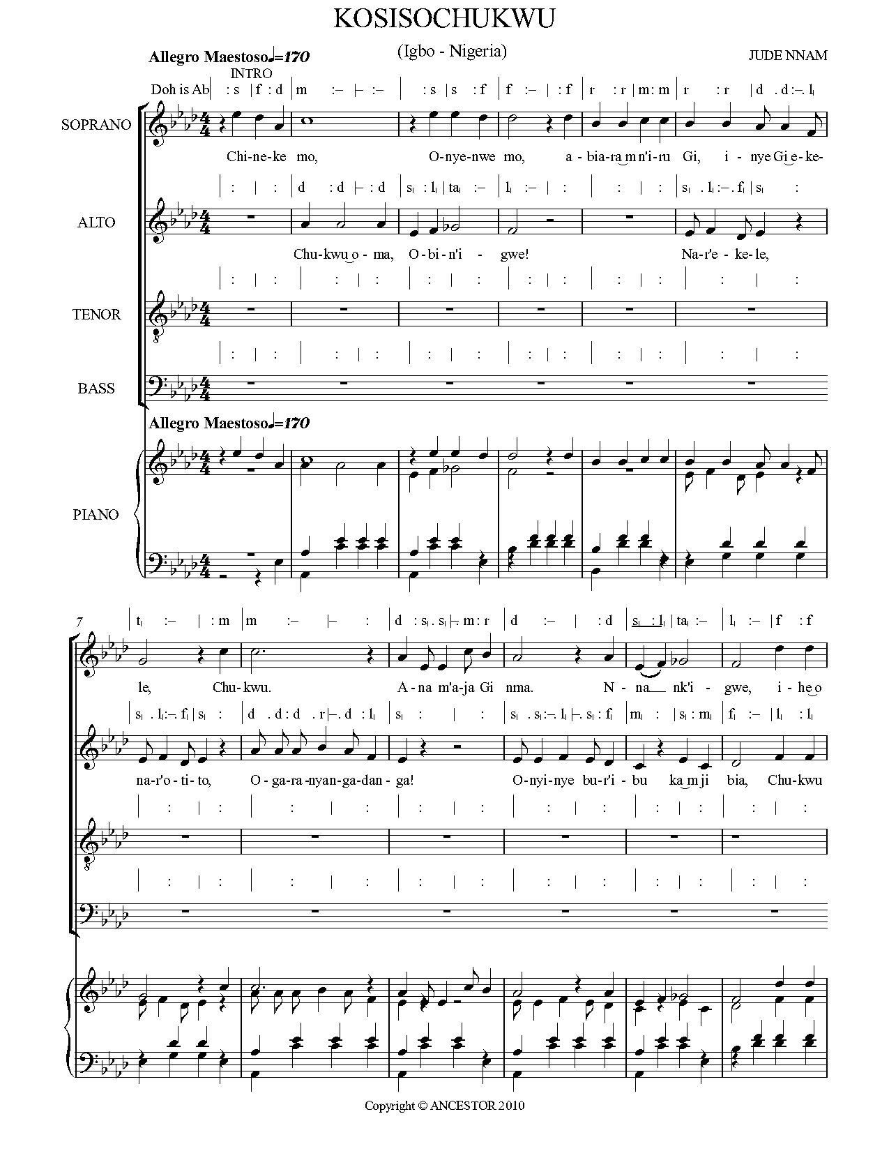 (Off) Kosisochukwu - Jude Nnam - Download Choir Script PDF