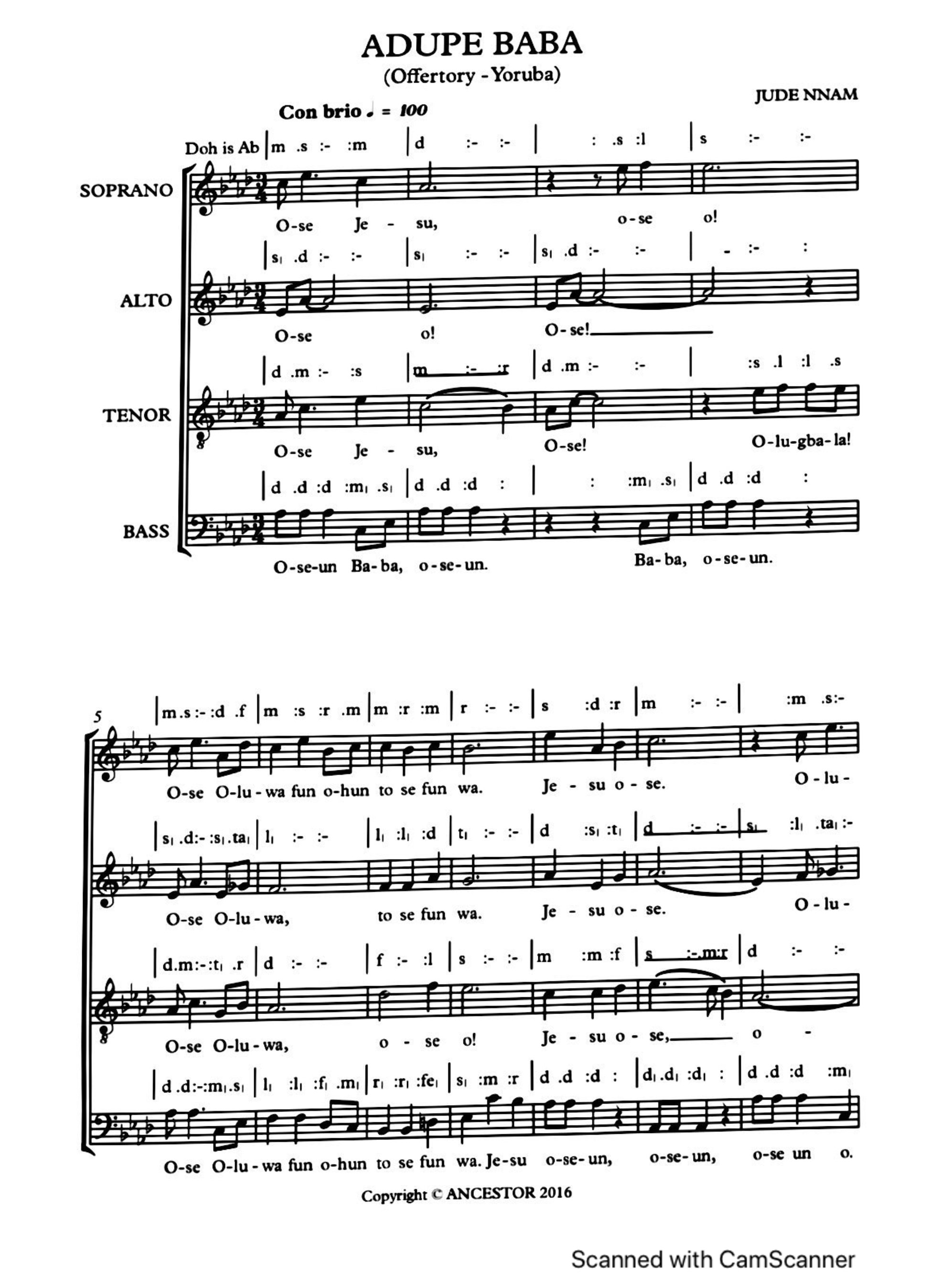 ADUPE BABA - Choir Script PDF Thumbnail