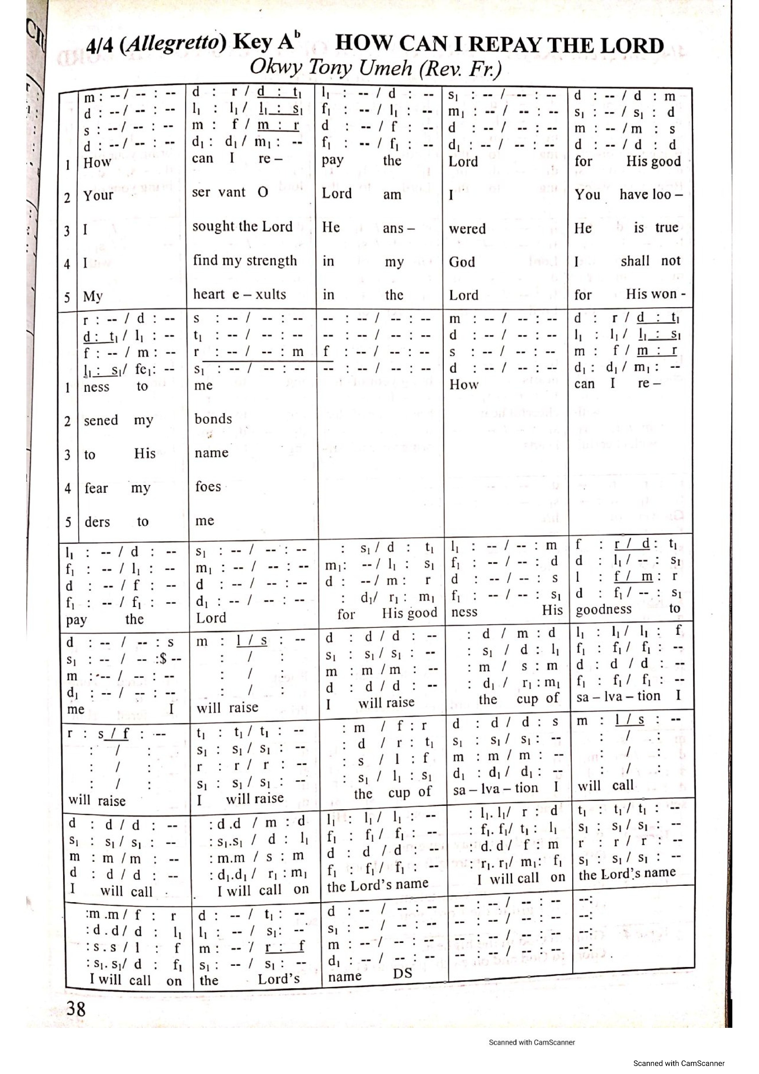 (Off) How Can I Repay The Lord - Fr. Tony Umeh - Download Choir Script PDF