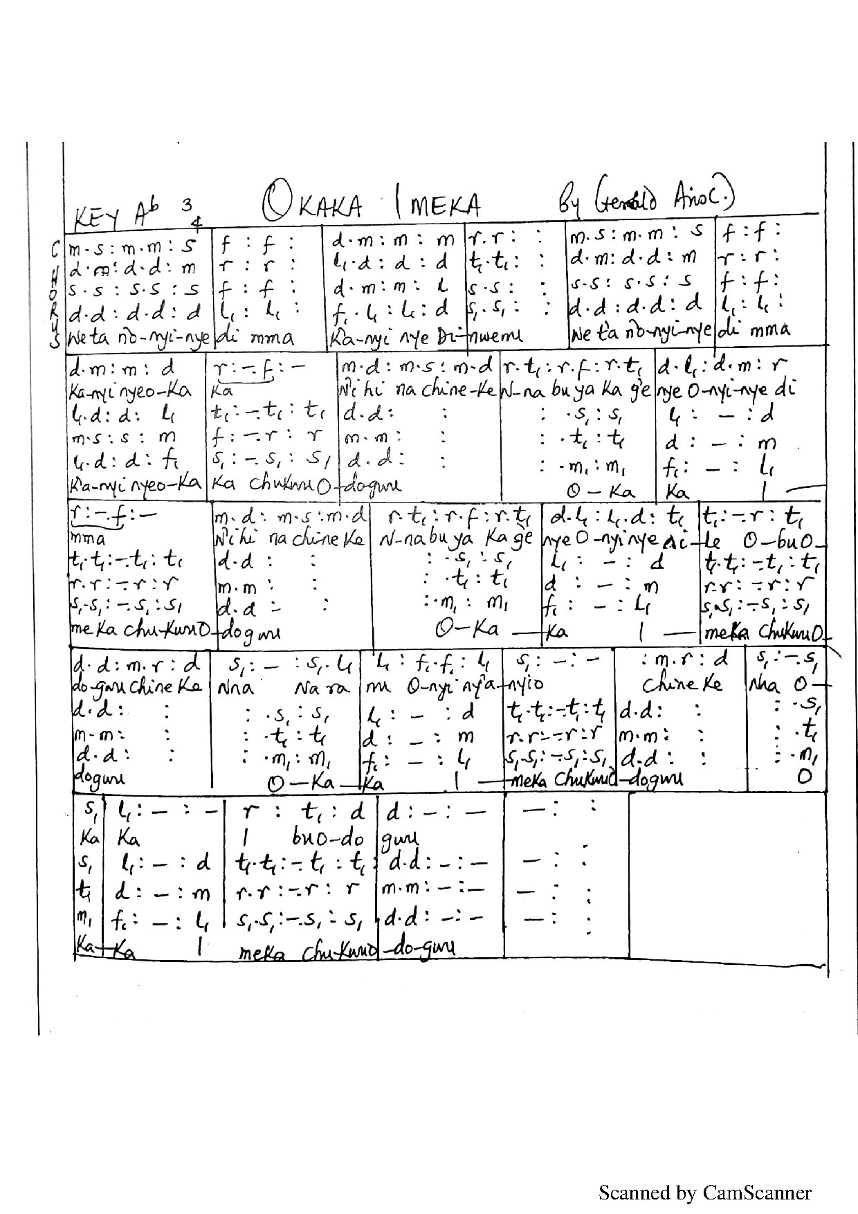 (Off) Okaka Imeka - Gerald. - Download Choir Script PDF