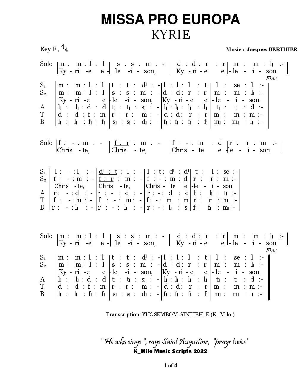 MISSA PRO EUROPA