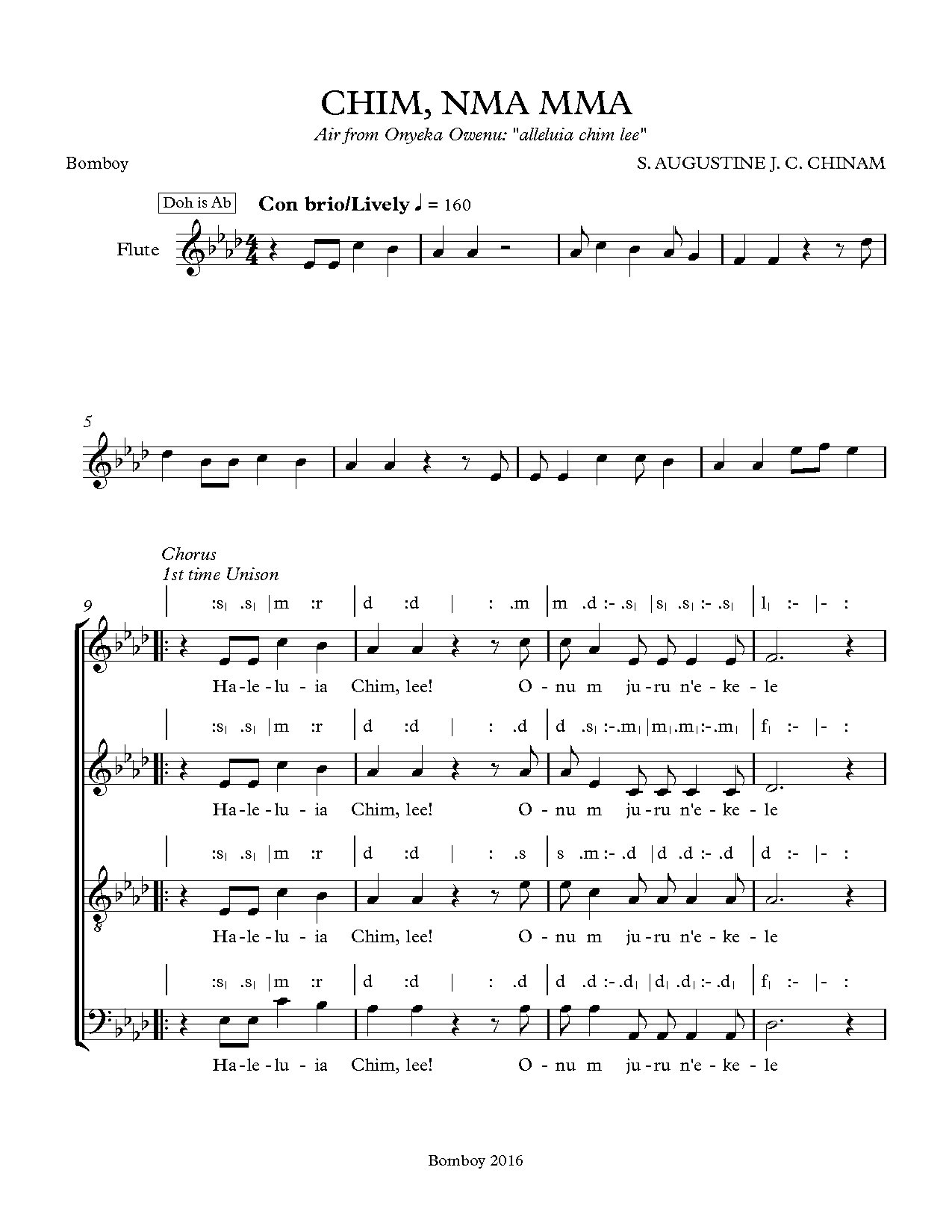 (Off) Chim Mma Mma - Augustine Chinam - Download Choir Script PDF