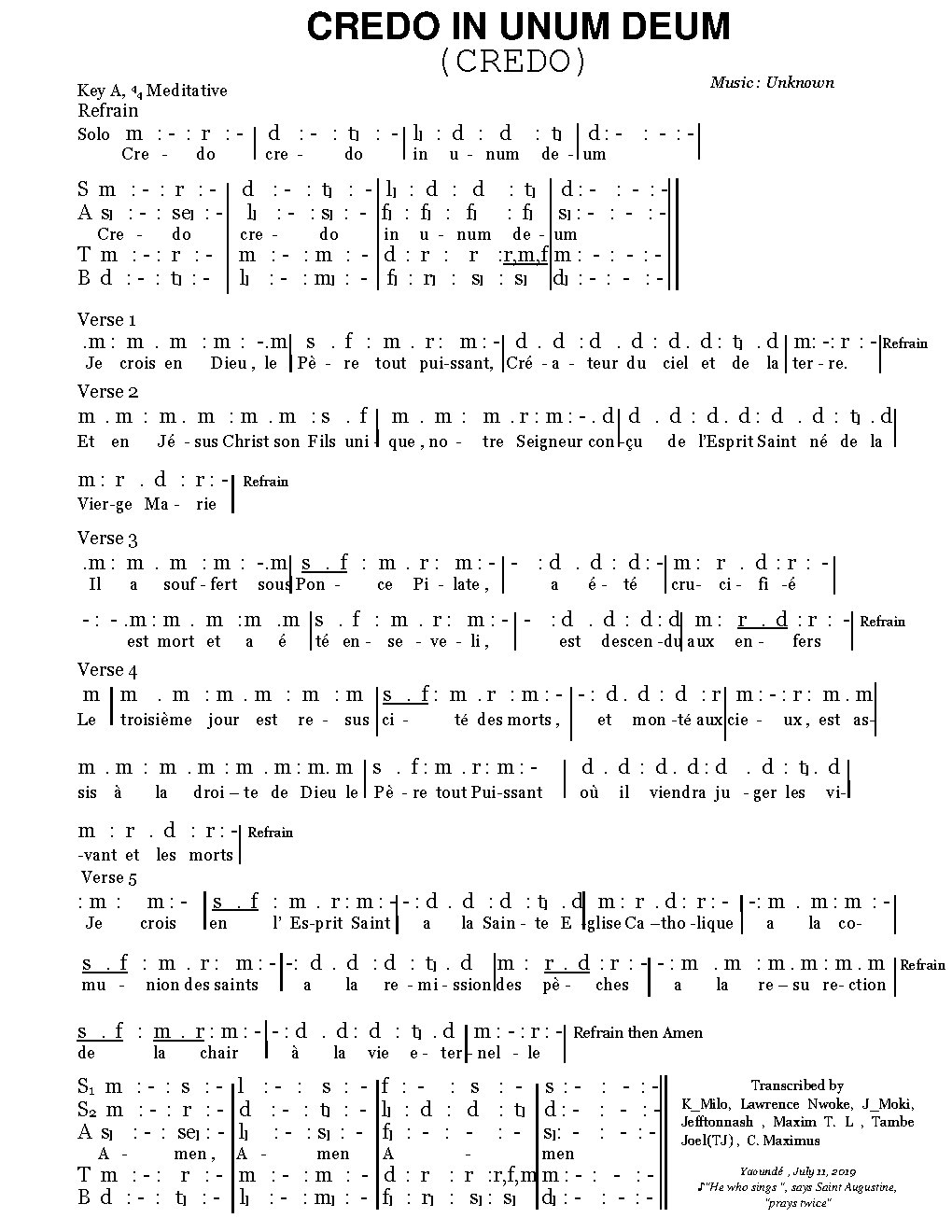 CREDO IN UNUM DEUM (CREDO)