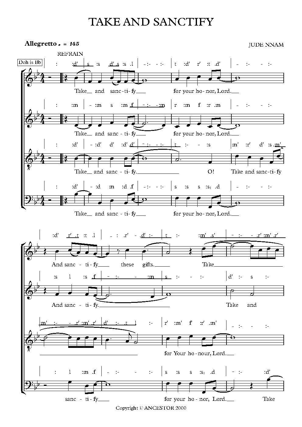 TAKE AND SANCTIFY